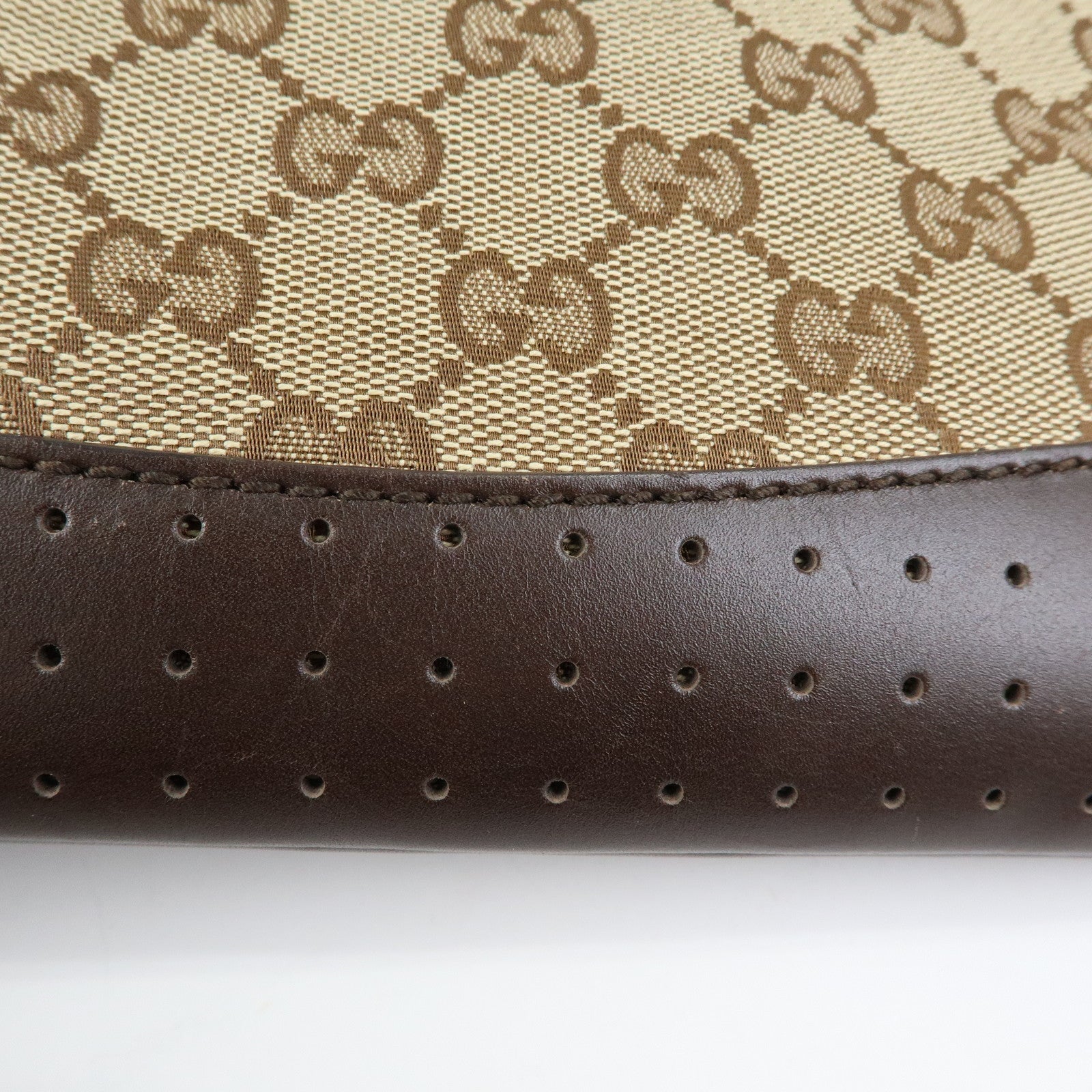 GUCCI GG Canvas Leather Shoulder Crossbody Bag Beige Brown 145857