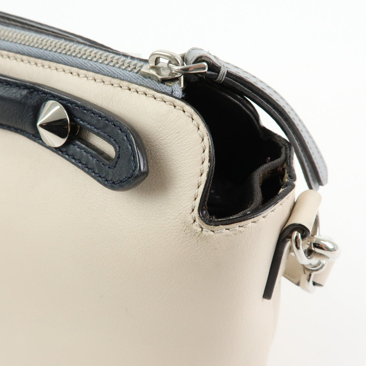FENDI By The Way Leather Medium 2Way Hand Shoulder Bag Ivory 8BL124