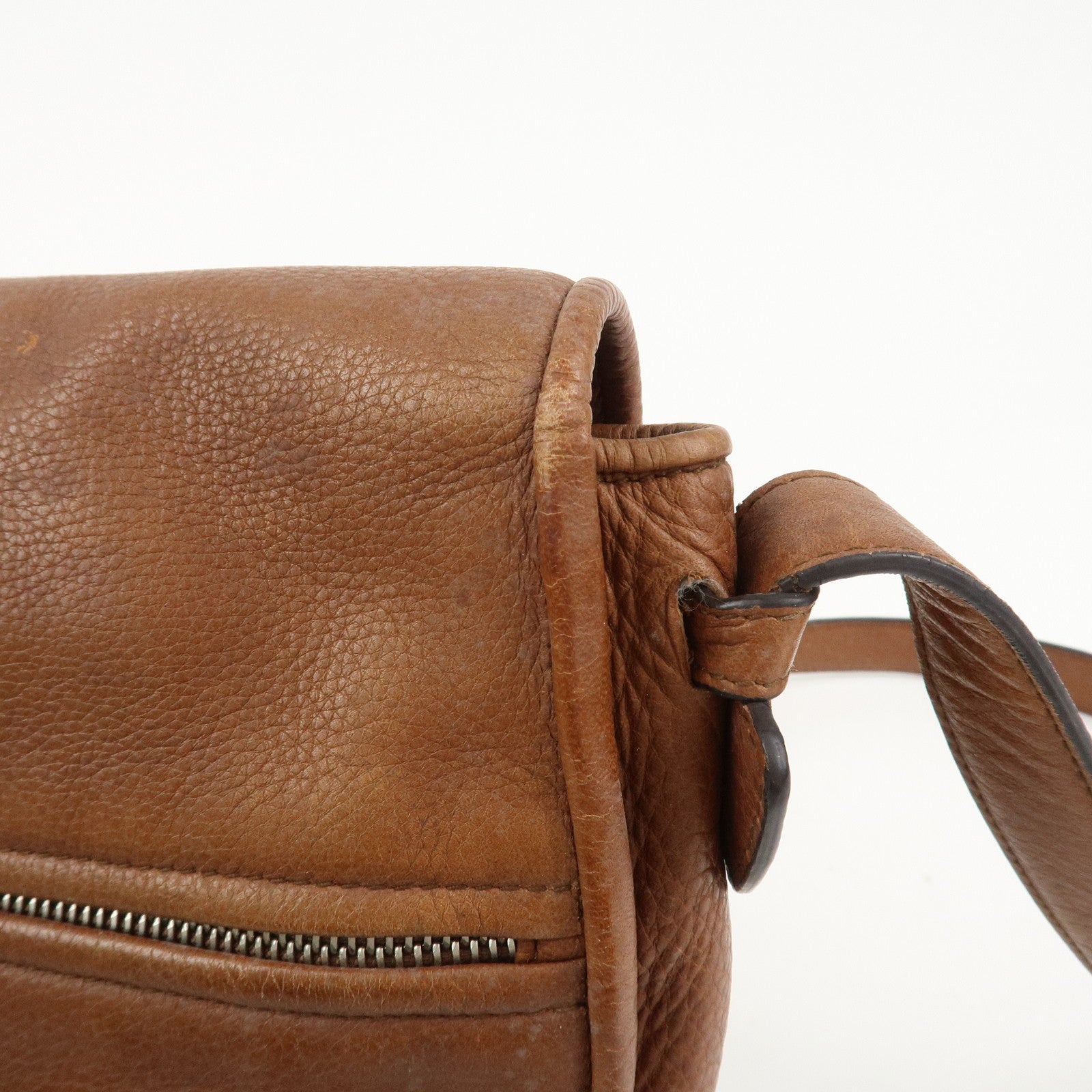 LOEWE Heritage Logo Leather Shoulder Bag Crossbody Bag Brown