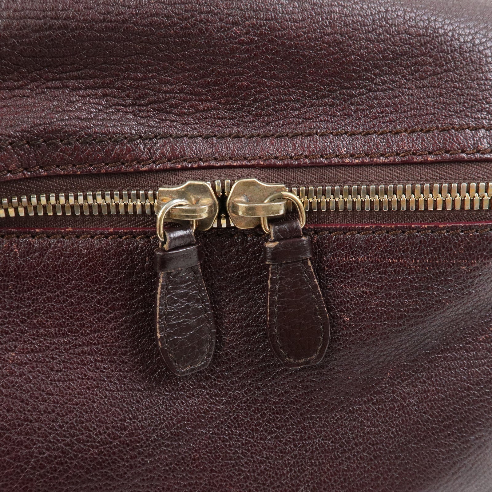 CELINE Macadam Leather Wood Shoulder Bag Hand Bag Brown
