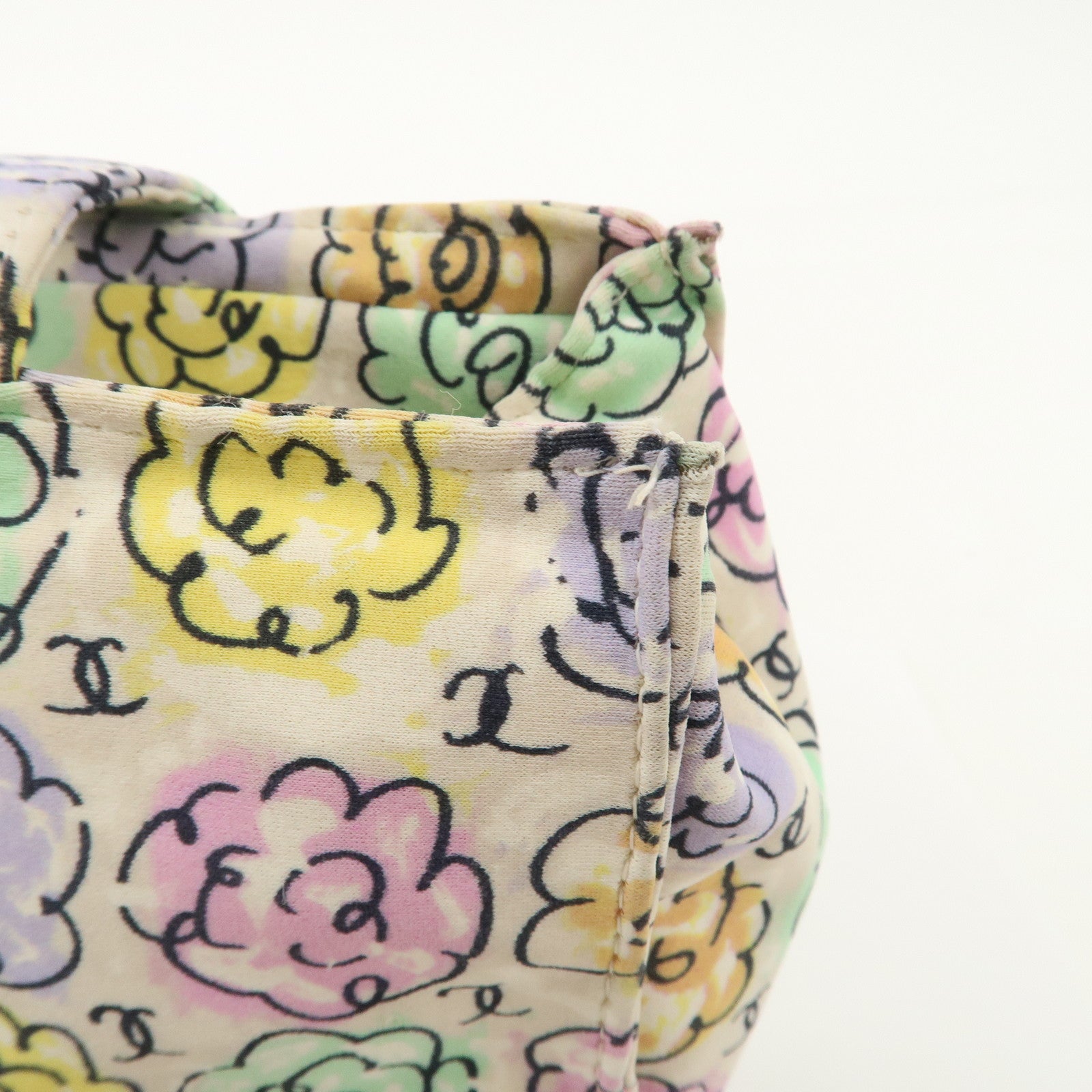 CHANEL Camellia Canvas Nylon 2Way Bag Hand Bag Flower Multicolor Used