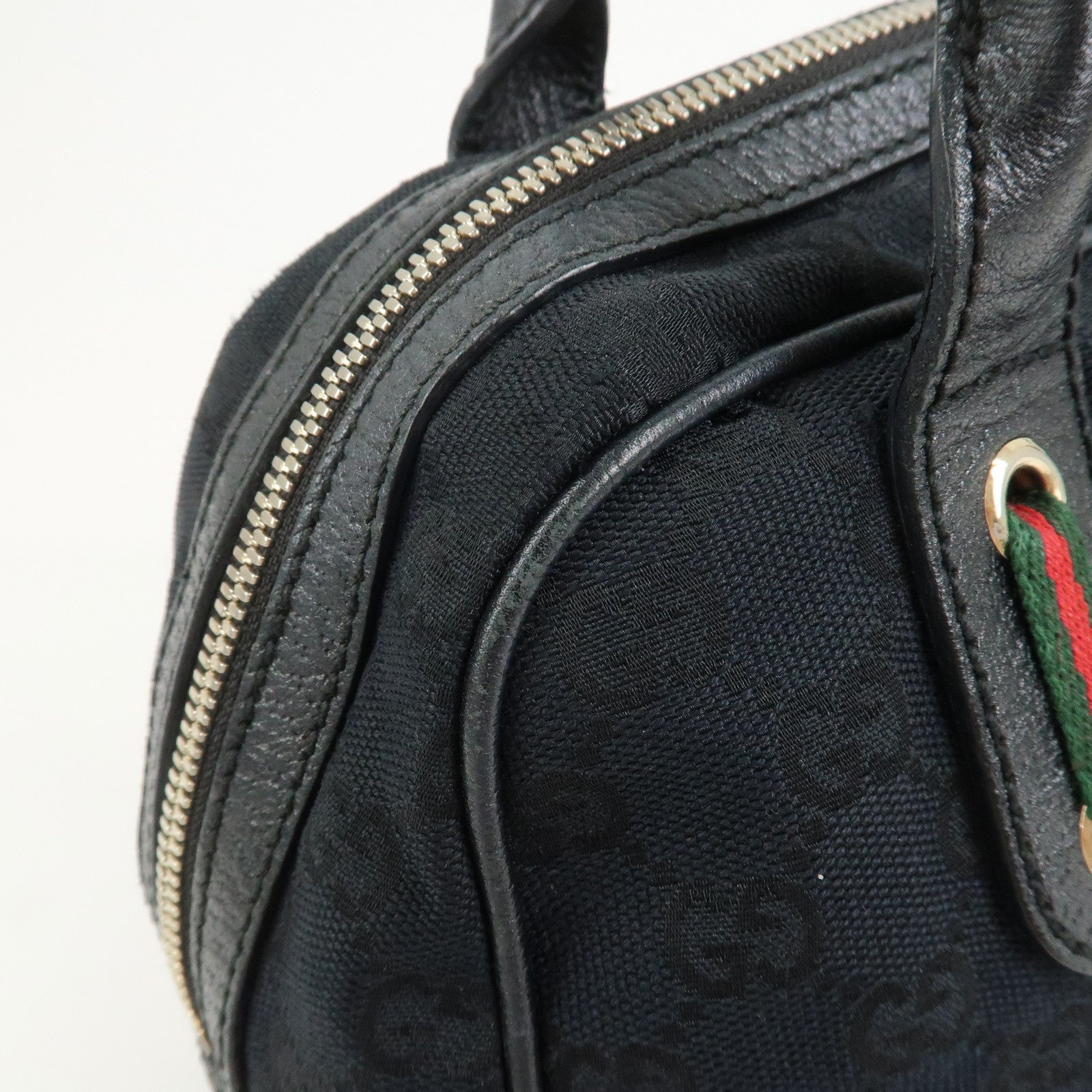 GUCCI Princy Sherry GG Canvas Leather Boston Bag Black 161720