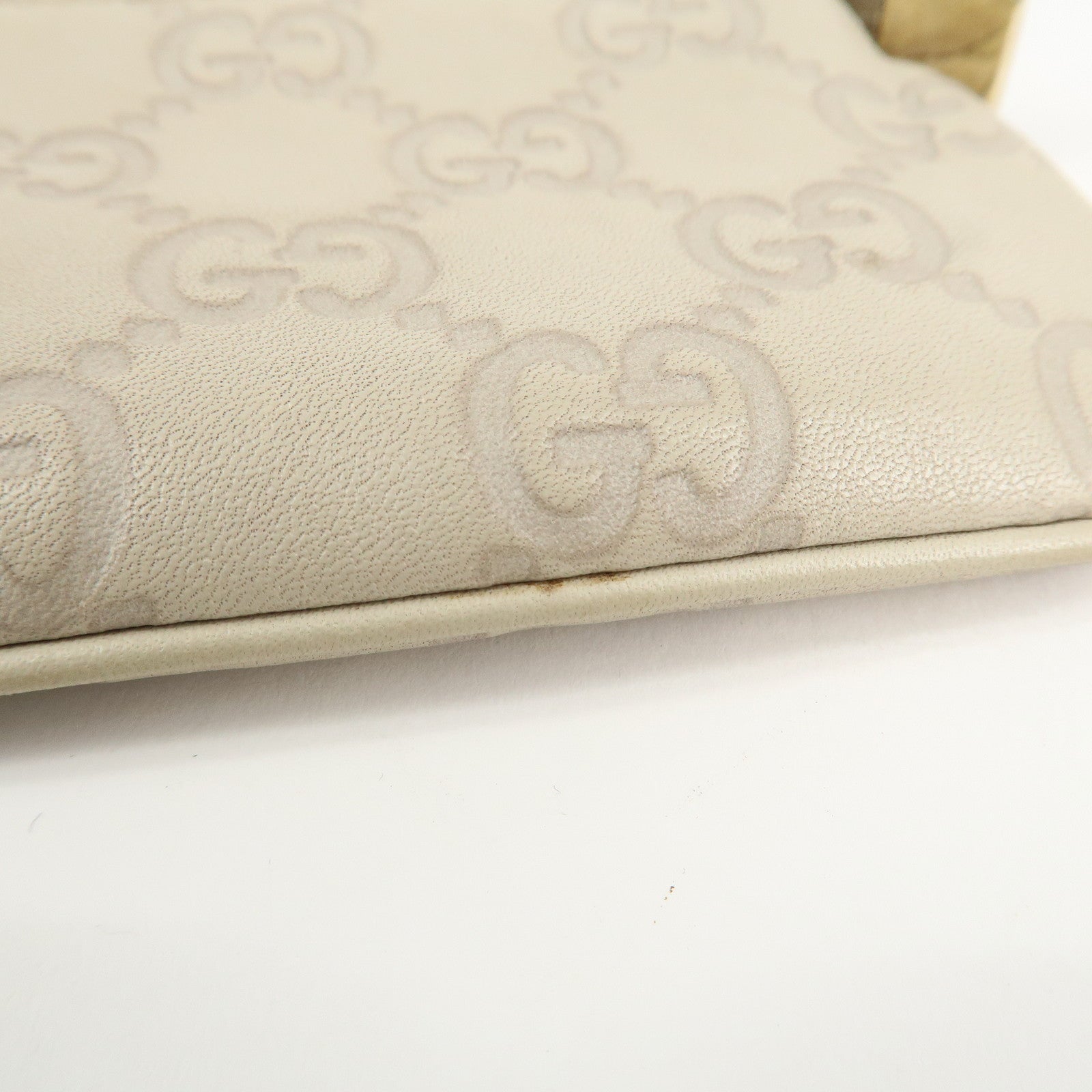 GUCCI Guccissima Leather Coin Case Key Case Ivory 233183 Used