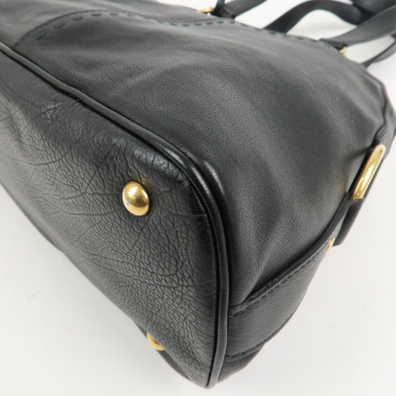 SAINT LAURENT PARIS Leather Muse Hand Bag Shoulder Bag Black