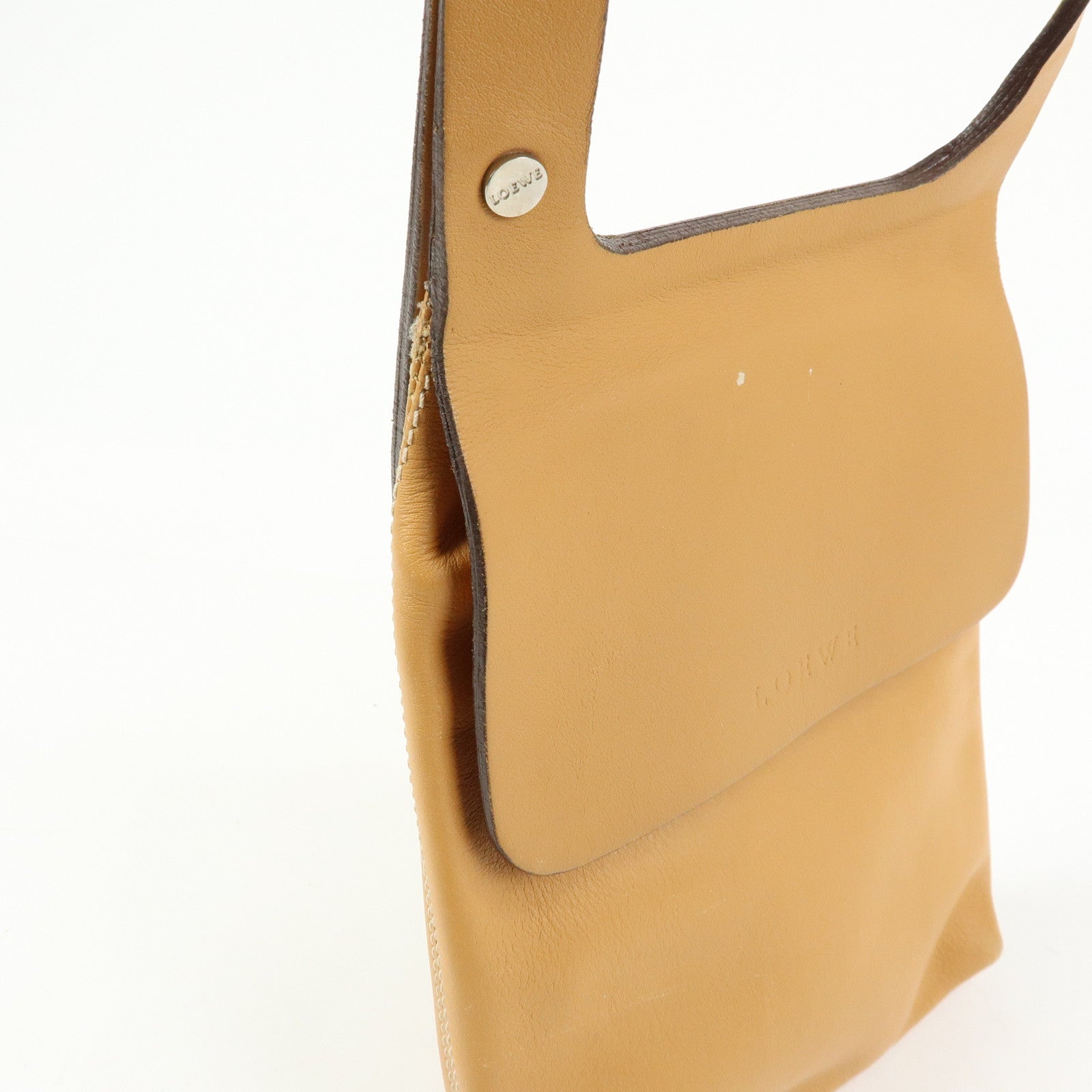 LOEWE Leather Shoulder Bag Crossbody Bag Camel Brown