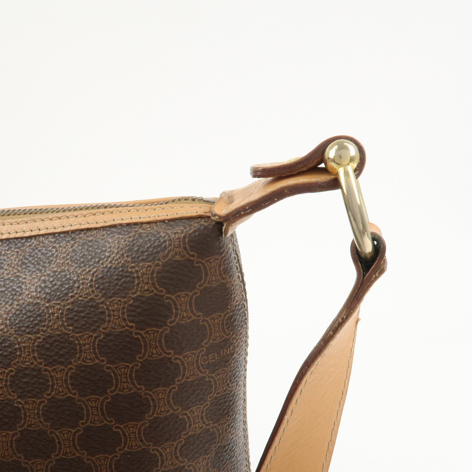 CELINE Macadam PVC Leather Shoulder Bag Hand Bag Brown