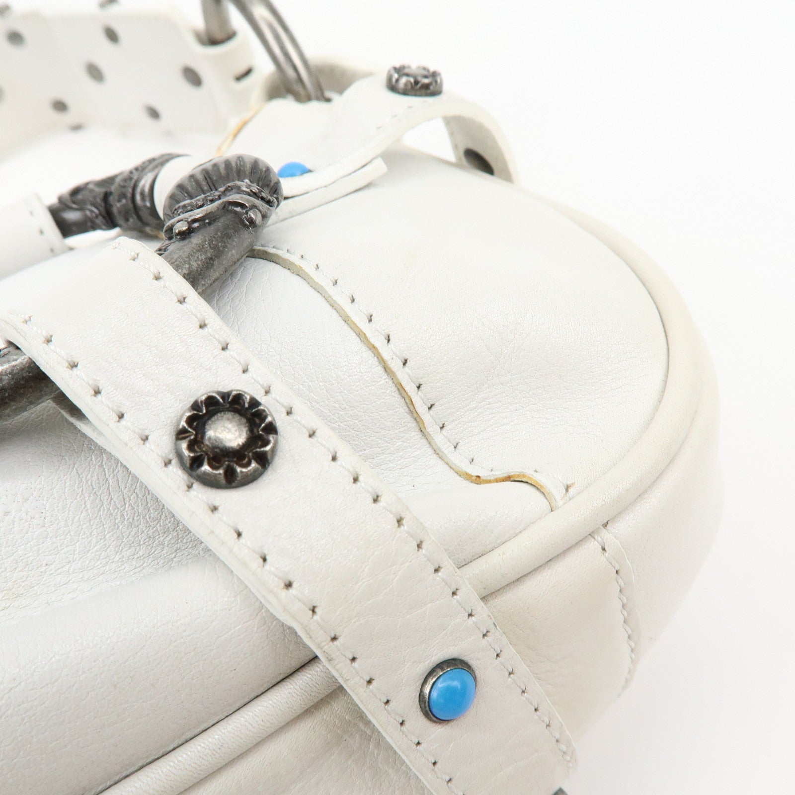 Dolce&Gabbana Leather Hand Bag Shoulder Bag Studs White