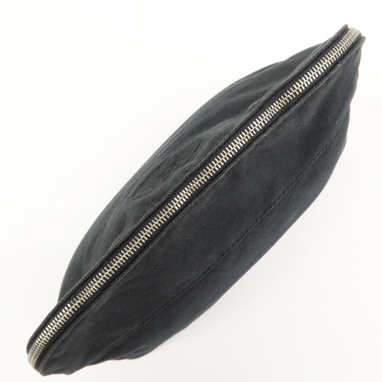 HERMES Canvas Leather Bolide Pouch MM Cosmetic Pouch Black