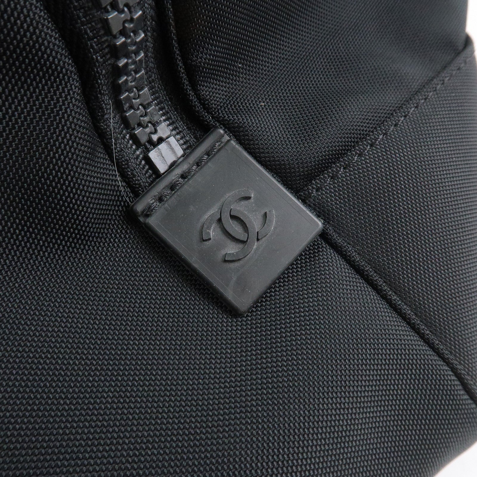 CHANEL Sport Line COCO Mark Nylon Boston Bag Shoulder Bag Black