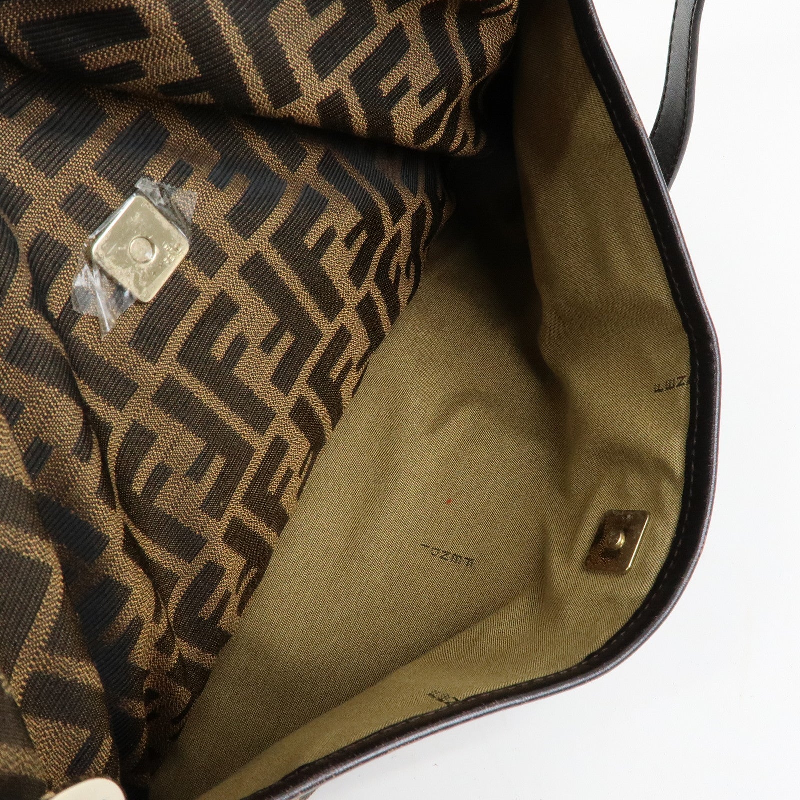 FENDI Zucca Canvas Leather Shoulder Bag Black Brown 8BT191‑JWU