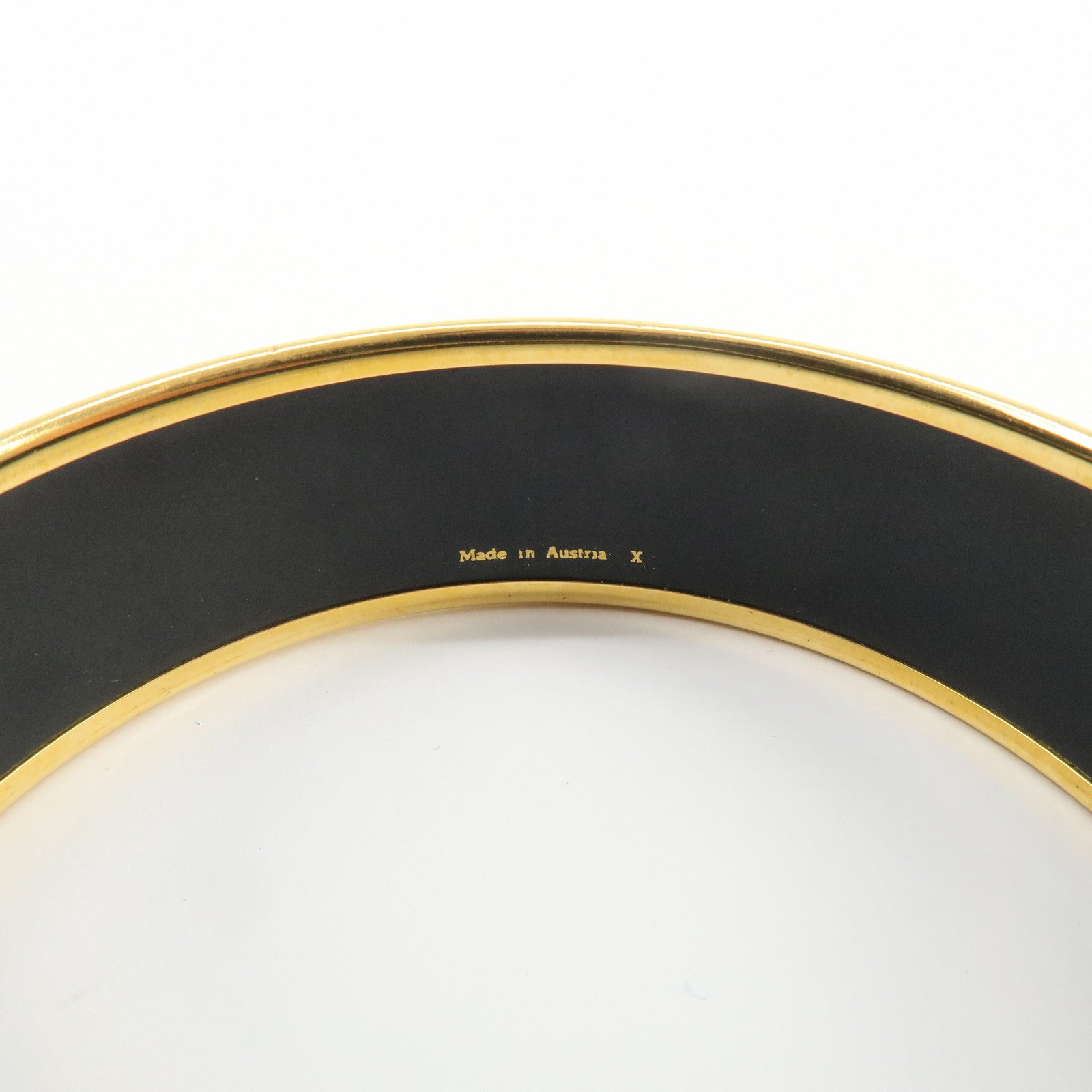 HERMES Email GM Animal Gold Plated Bangle Bracelet Green Gold