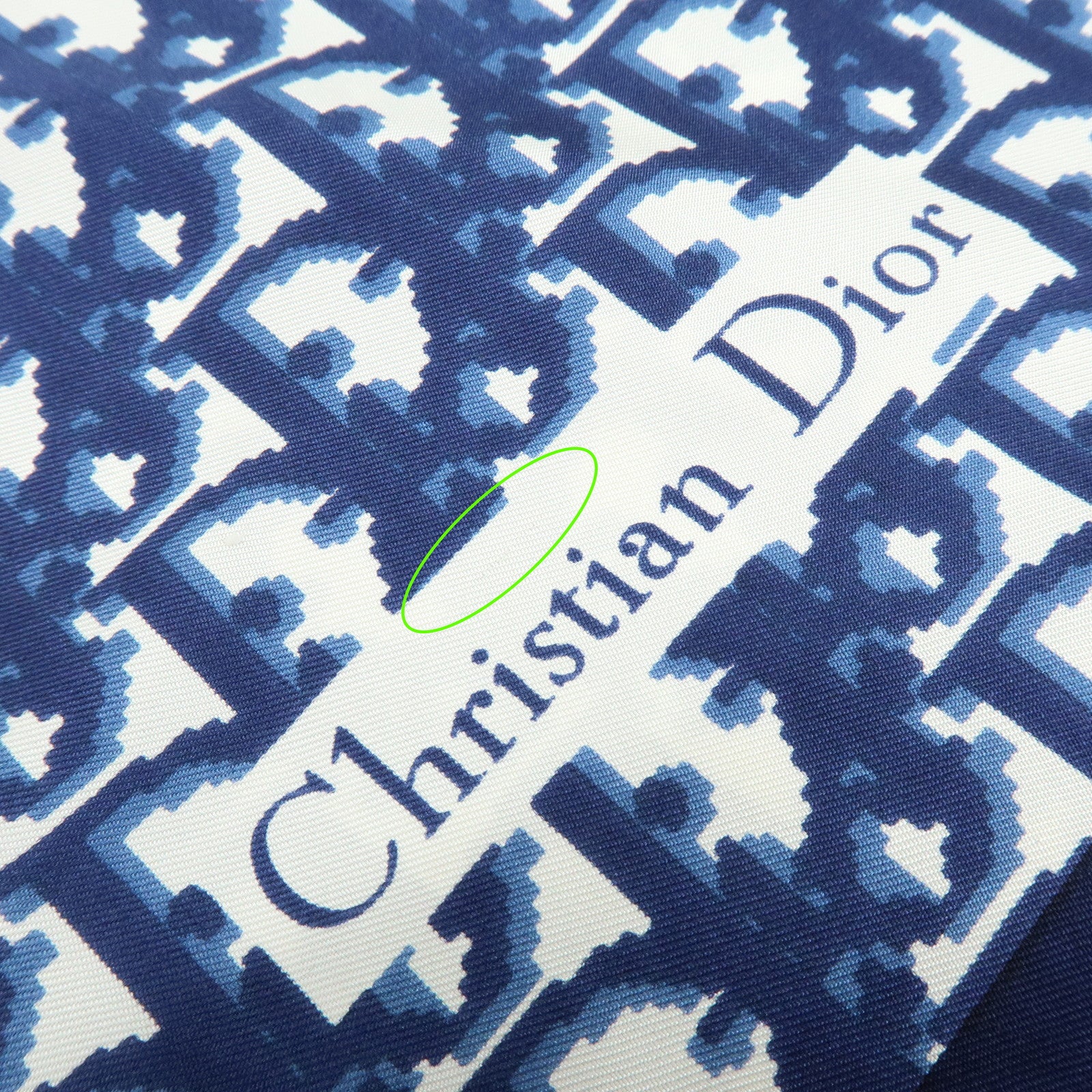 Christian Dior Logo Silk 100% Scarf Navy White