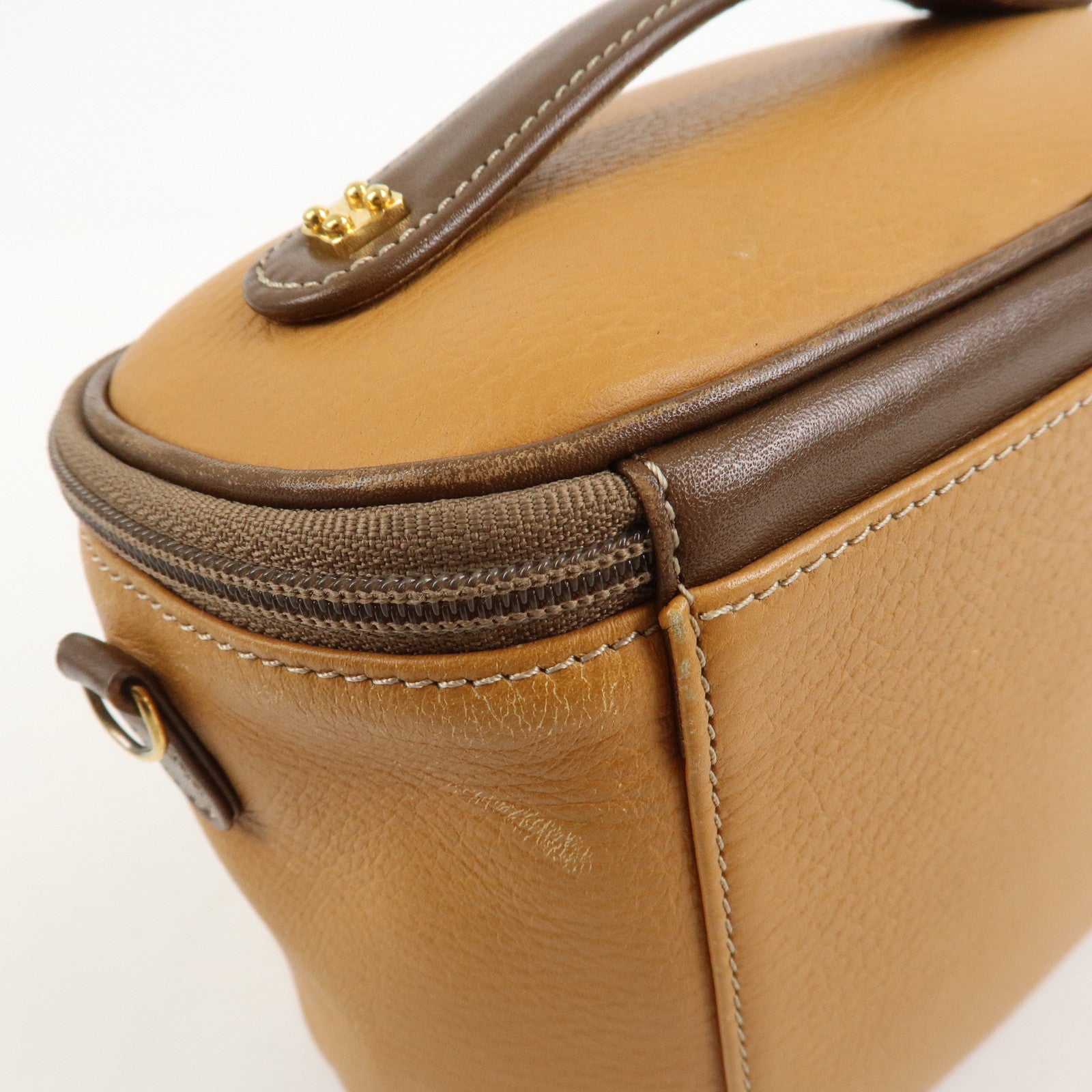 LOEWE Leather 2WAY Bag Hand Bag Shoulder Bag Brown Gold Hardware