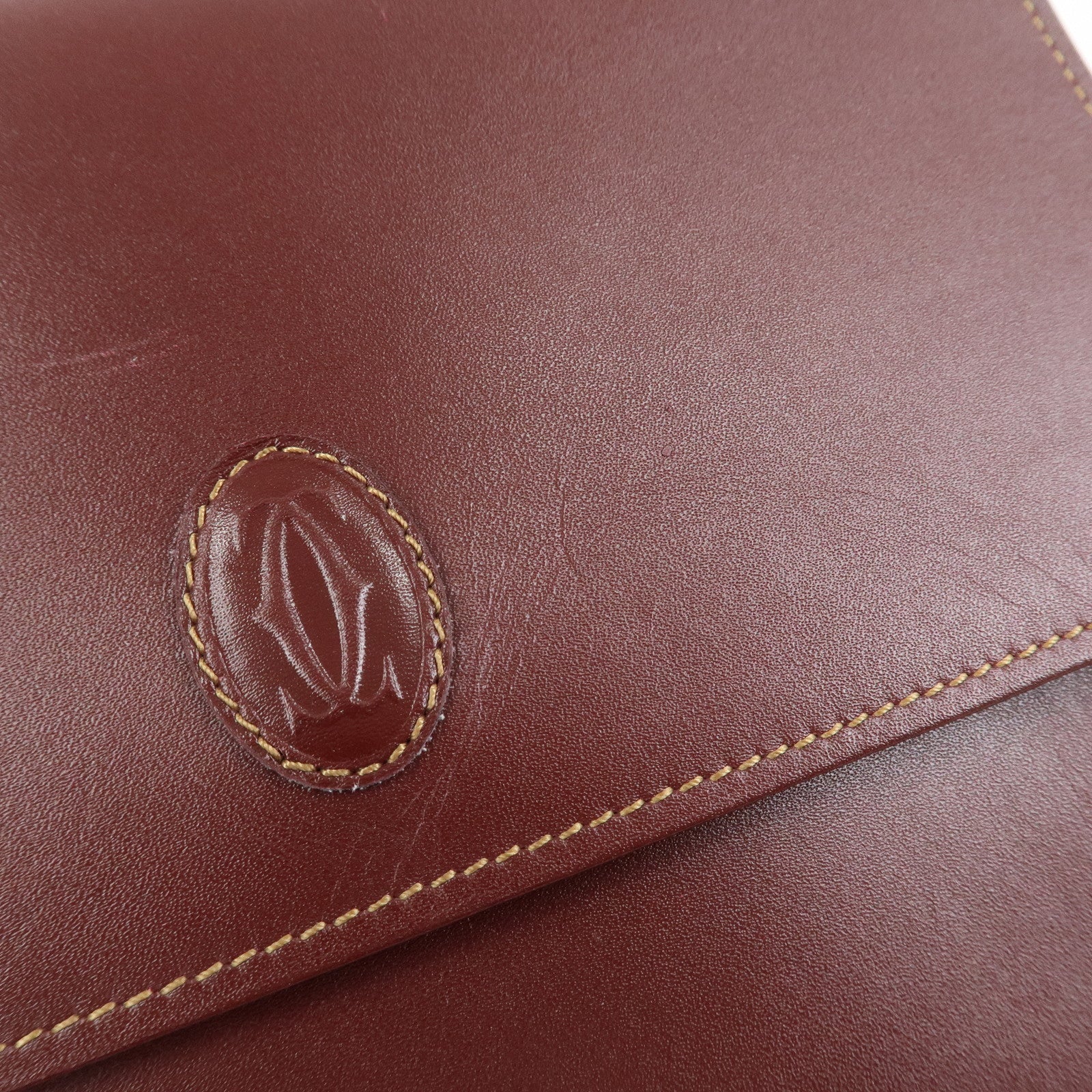 Cartier Logo Leather Clutch Bag Bordeaux