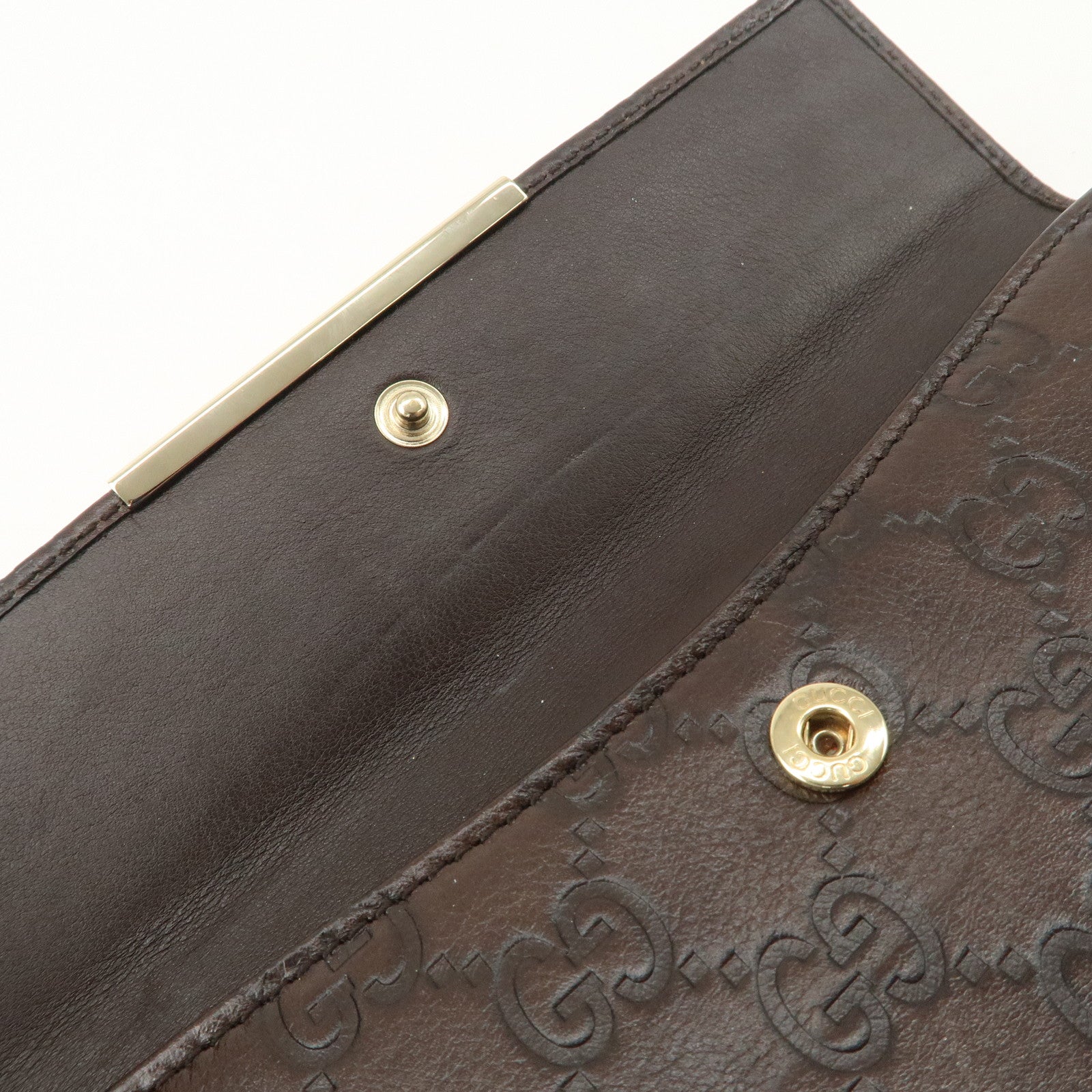 GUCCI Guccissima Leather W Hook Bi-Fold Long Wallet Brown 112715 Used