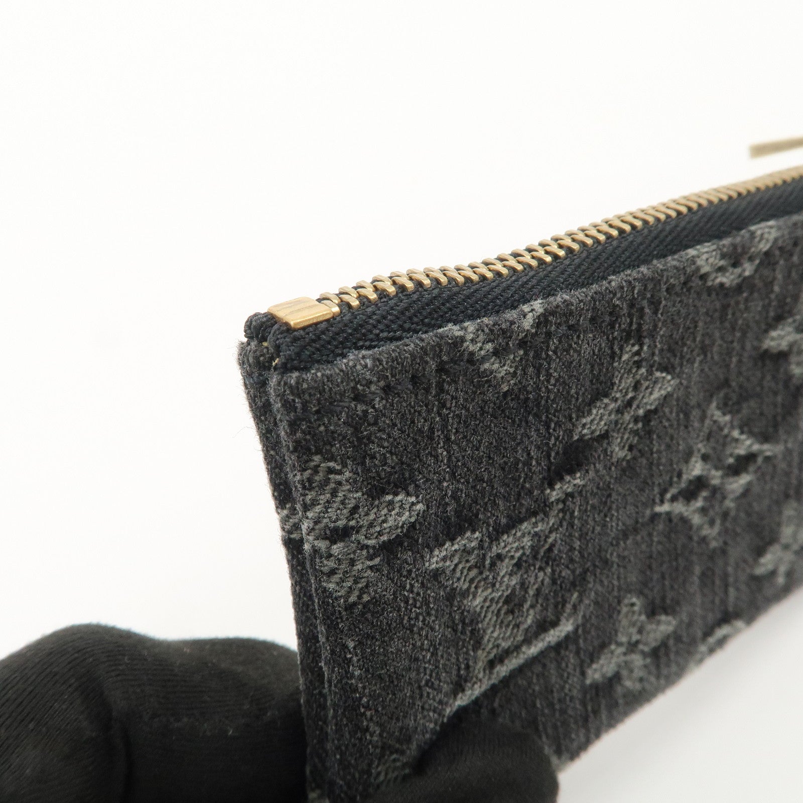 Louis Vuitton Monogram Denim Pochette Cles Coin Case Black M95616