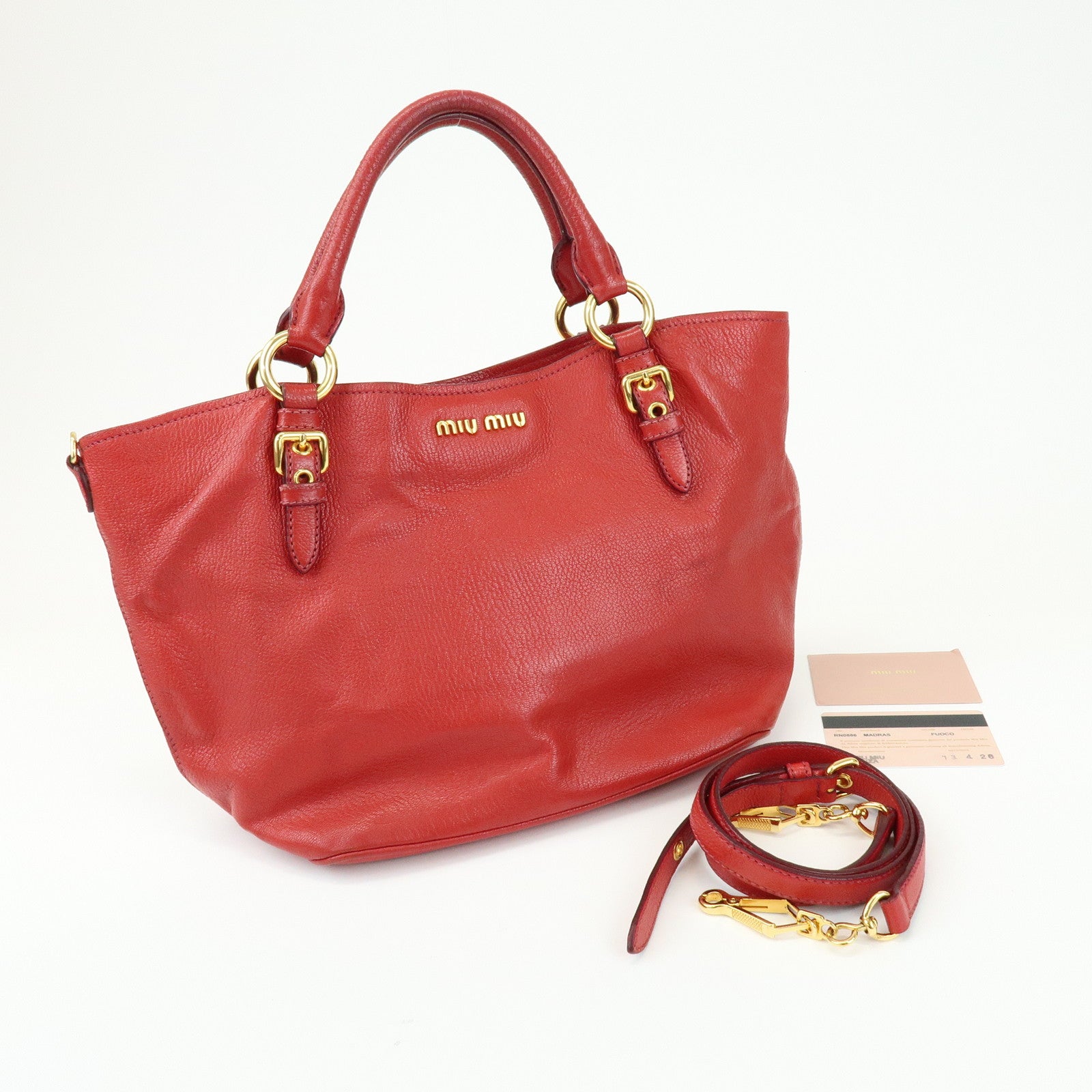 MIU MIU 2Way Bag Hand Bag Shoulder Bag Red RM0886
