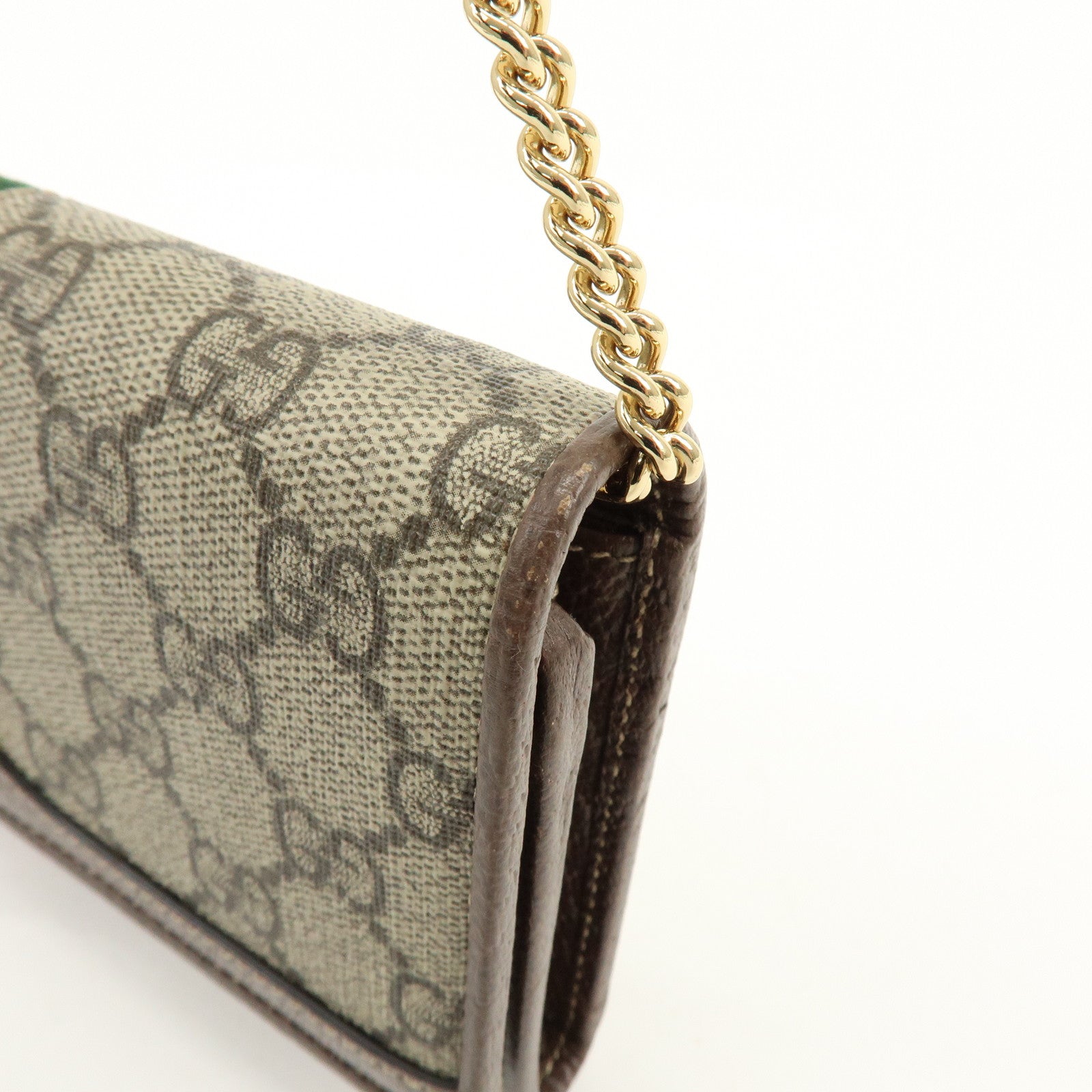 GUCCI Sherry Ophidia GG Supreme Leather Chain Wallet Beige 546592