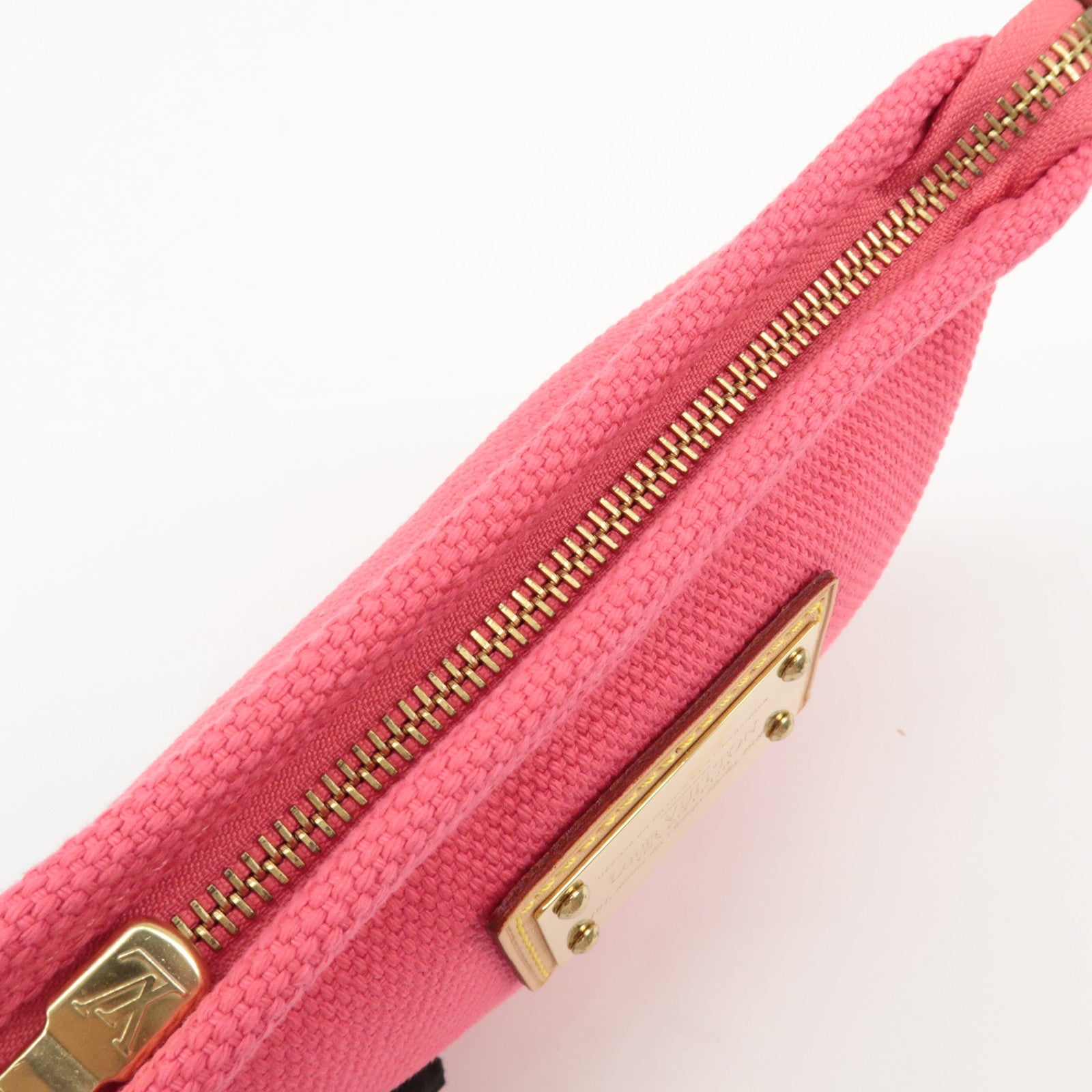 Louis Vuitton Antigua Canvas Leather Pochette Plat PM Pink M40068 Used