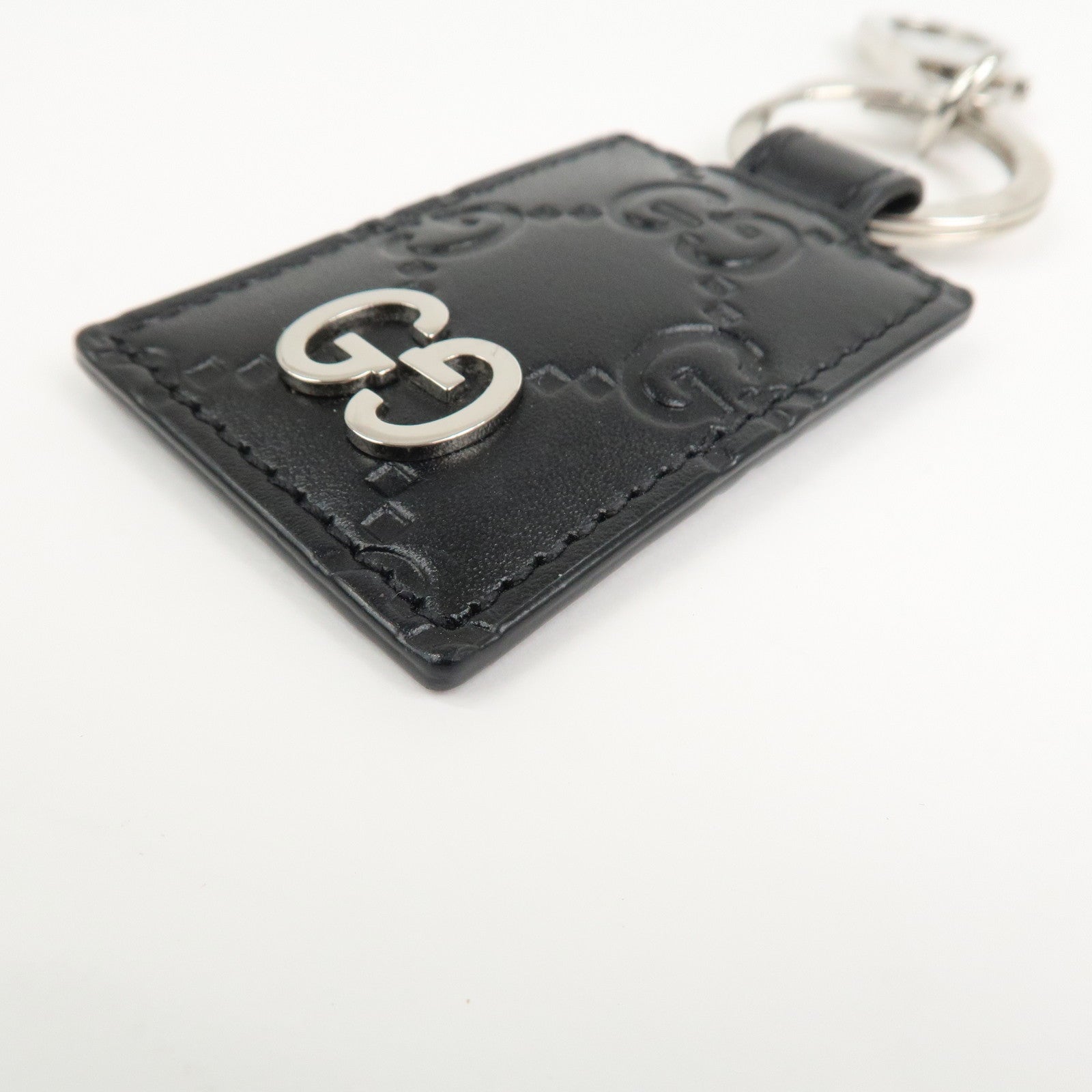 GUCCI Guccissima Dorian Leather Bag Key charm Black 479136