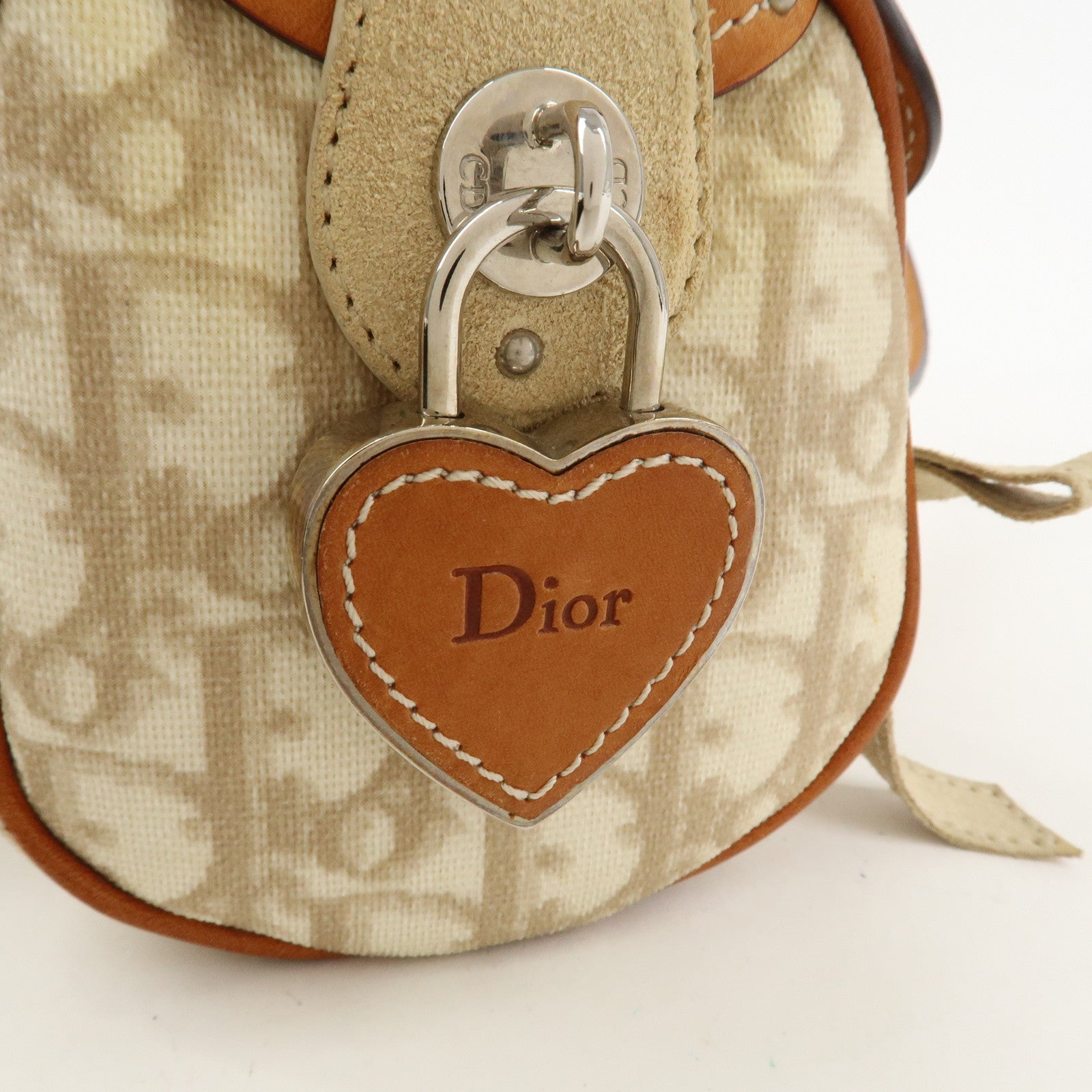 Christian Dior Romantic Trotter PVC Leather Hand Bag Beige