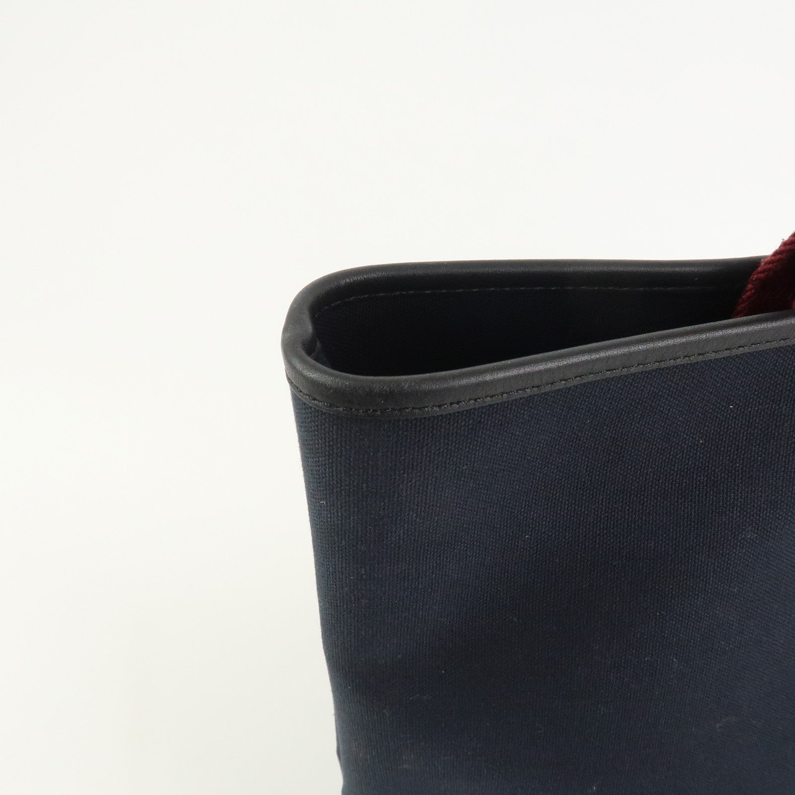 LOEWE Heritage Canvas Leather Tote Bag Hand Bag Black Bordeaux