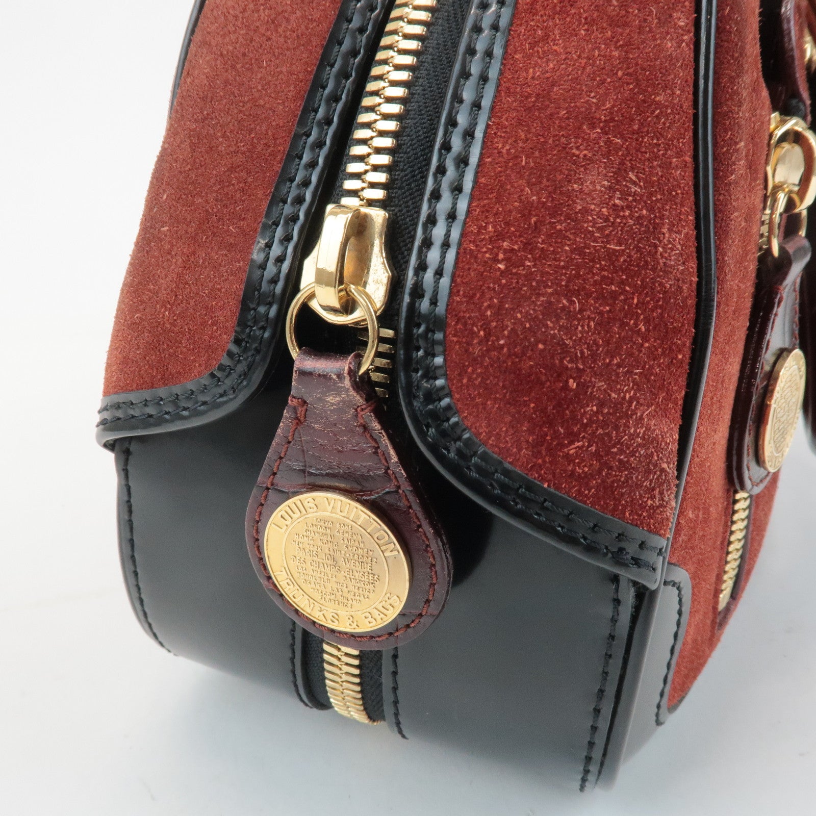 Louis Vuitton Cruise Line Suede Stamp Bag PM Bowling Bag Brown M95238 Used