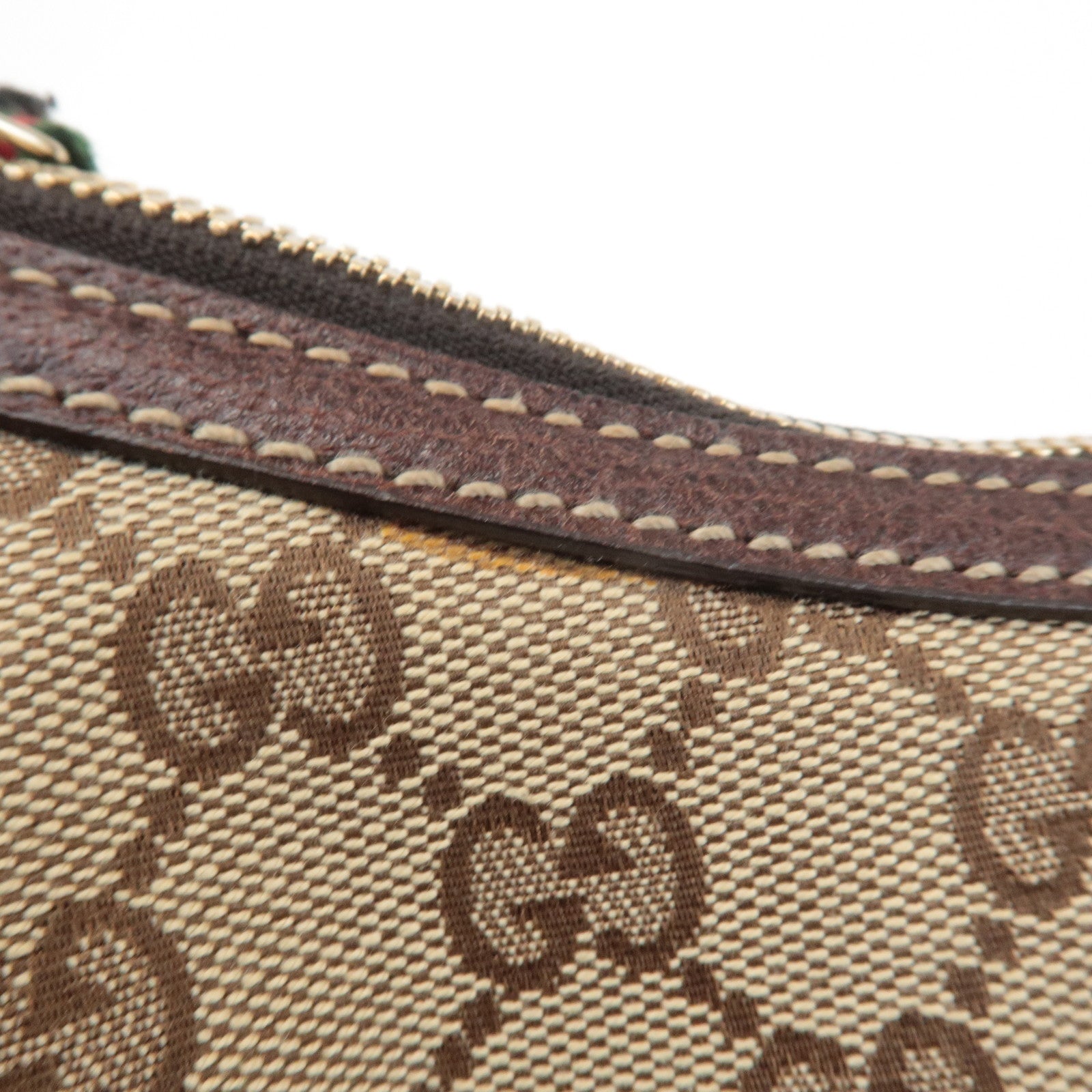 GUCCI Sherry Princy GG Canvas Leather Shoulder Bag Beige Brown 162895 Used