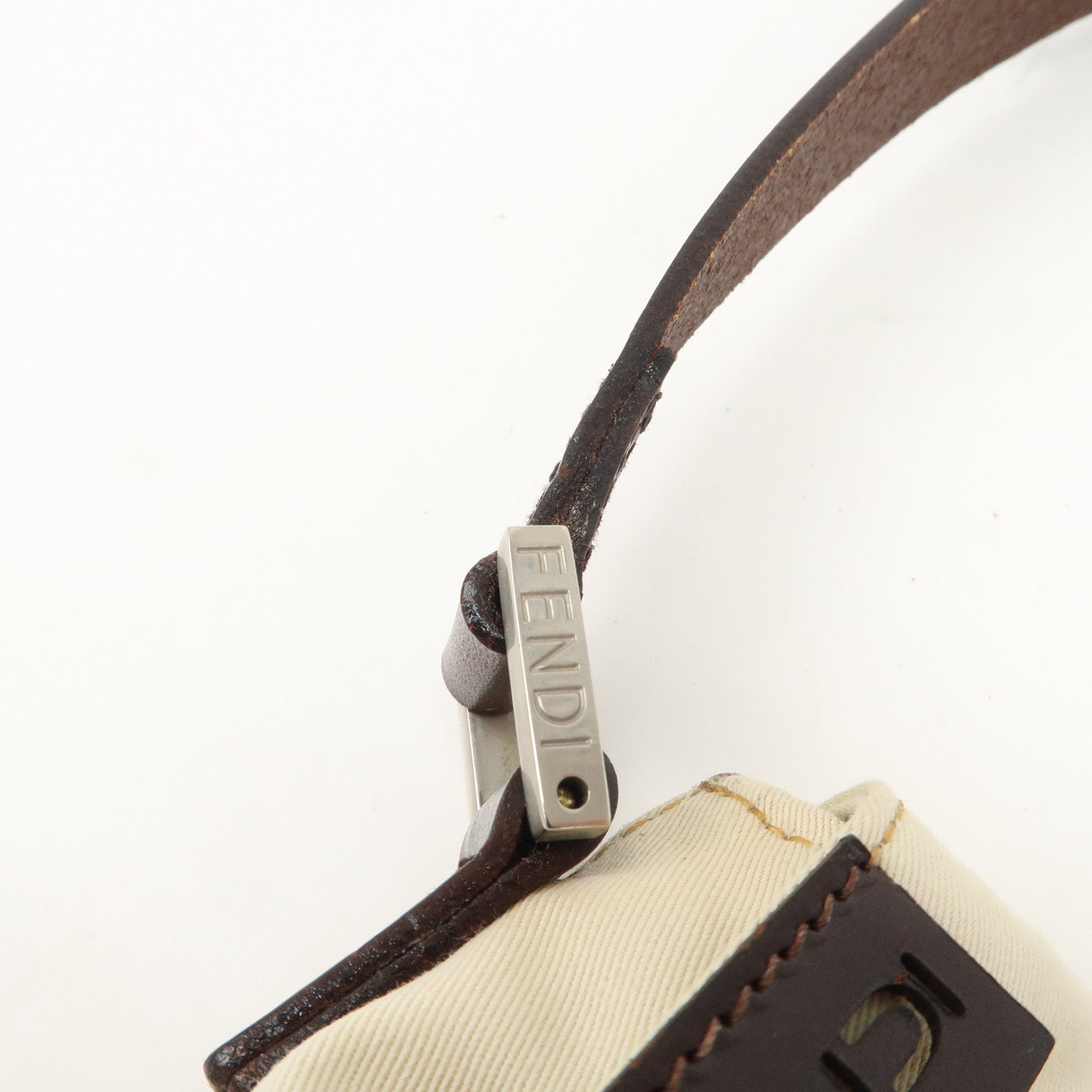 FENDI Canvas Shoulder Bag Hand Bag Ivory Silver Hardware