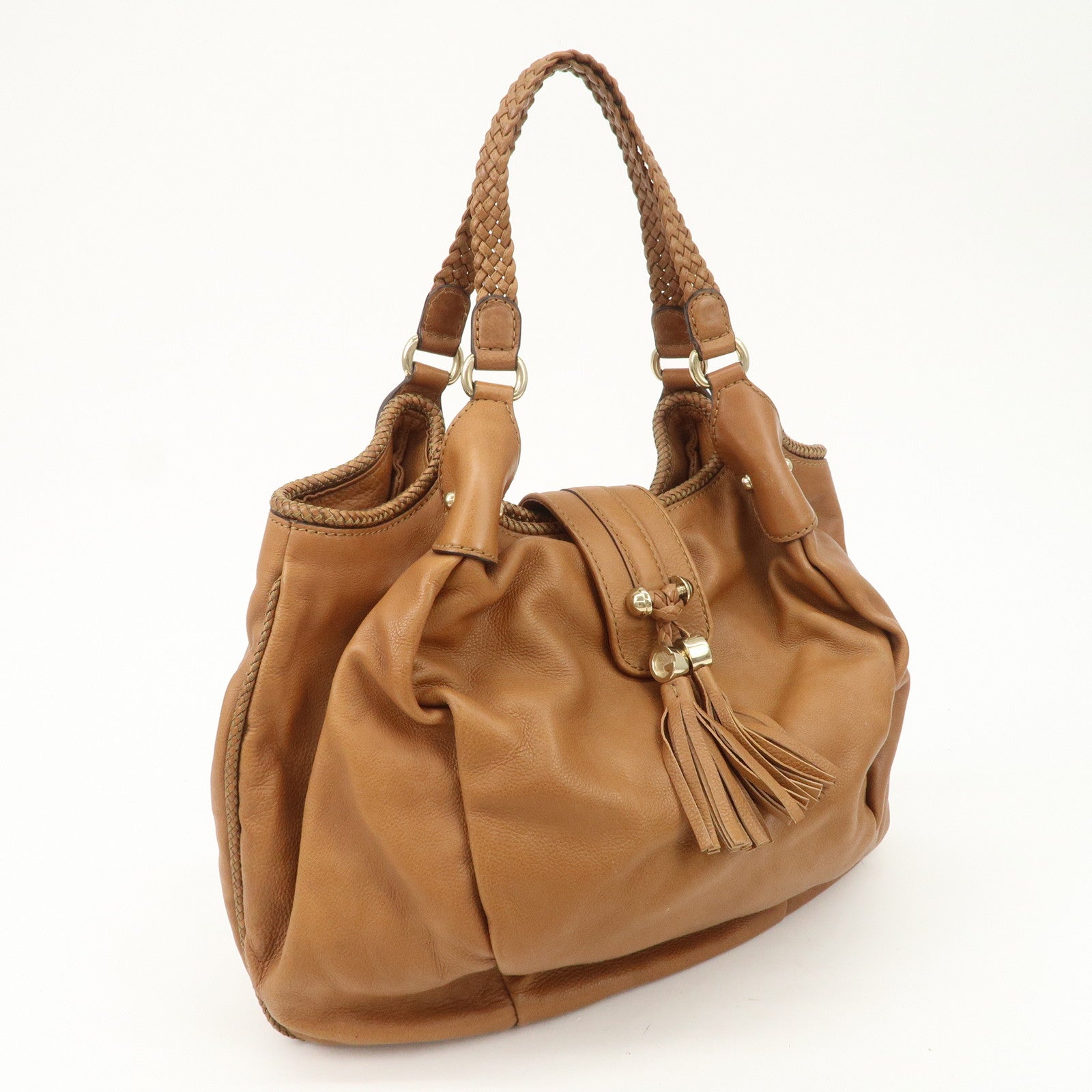 GUCCI Marrakech Leather Shoulder Bag Hand Bag Brown 257029 Used