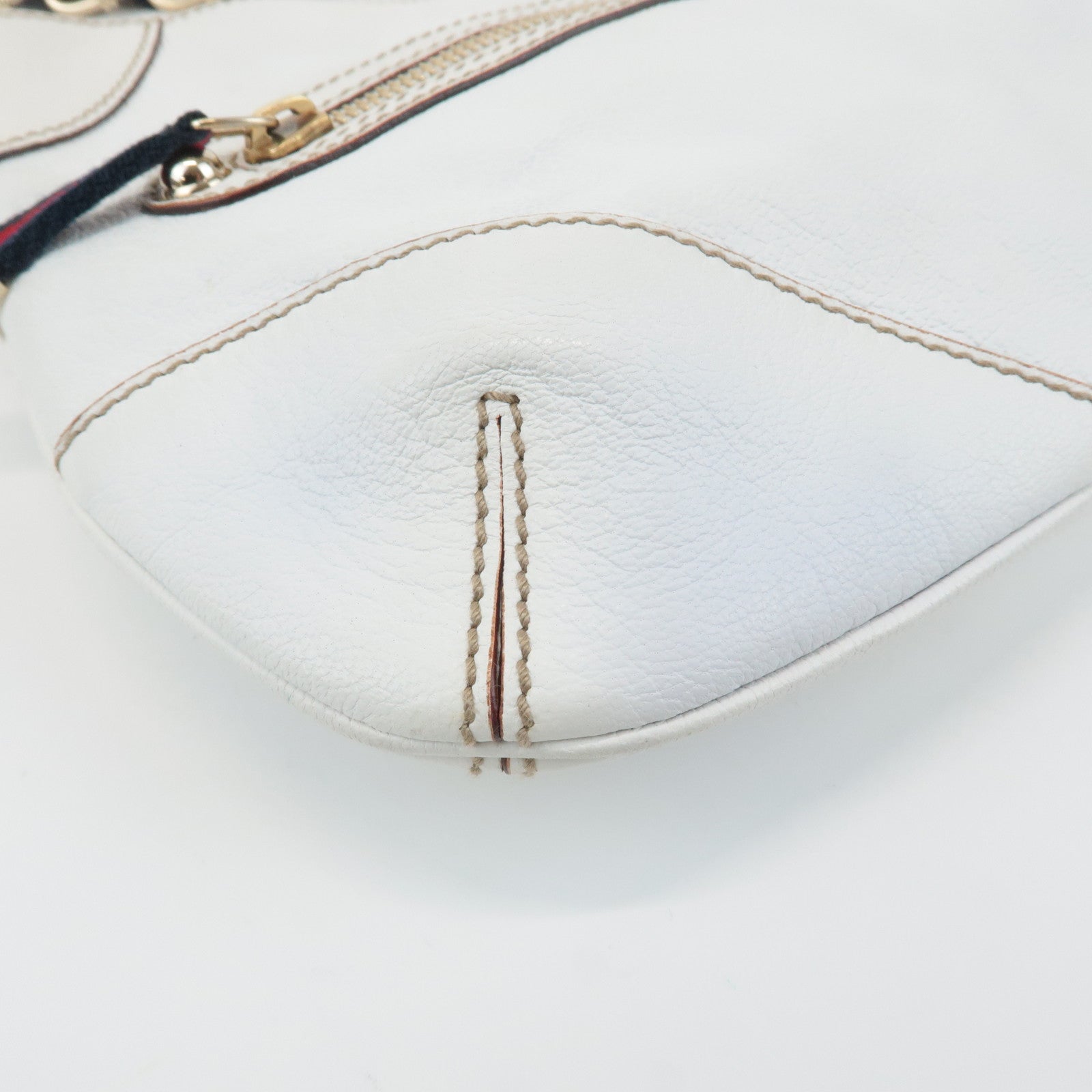 GUCCI Sherry Leather Chain Shoulder Bag Hand Bag White 153011 Used