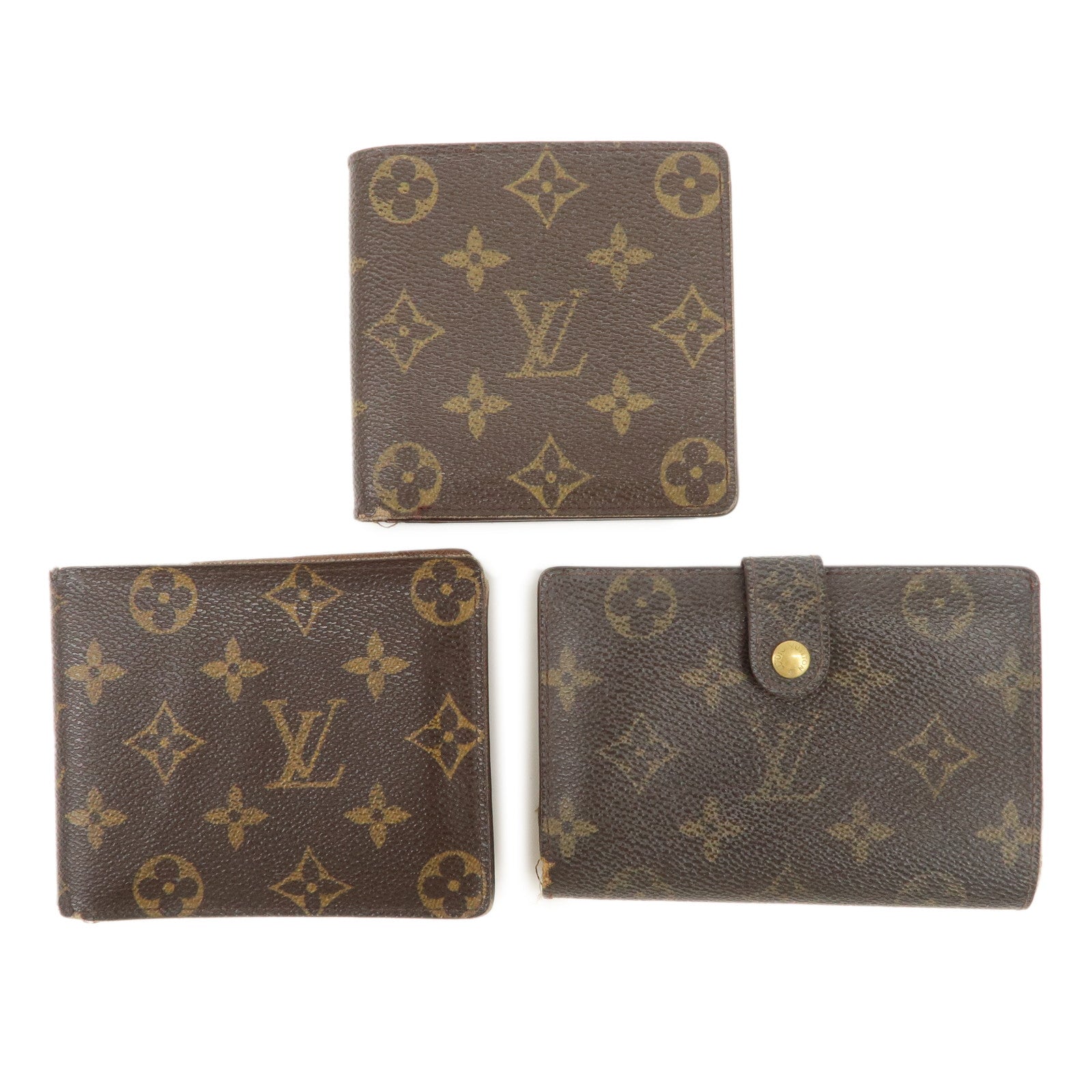 Louis Vuitton Set of 3 Monogram Wallet M60026 M61674 M61675 Used