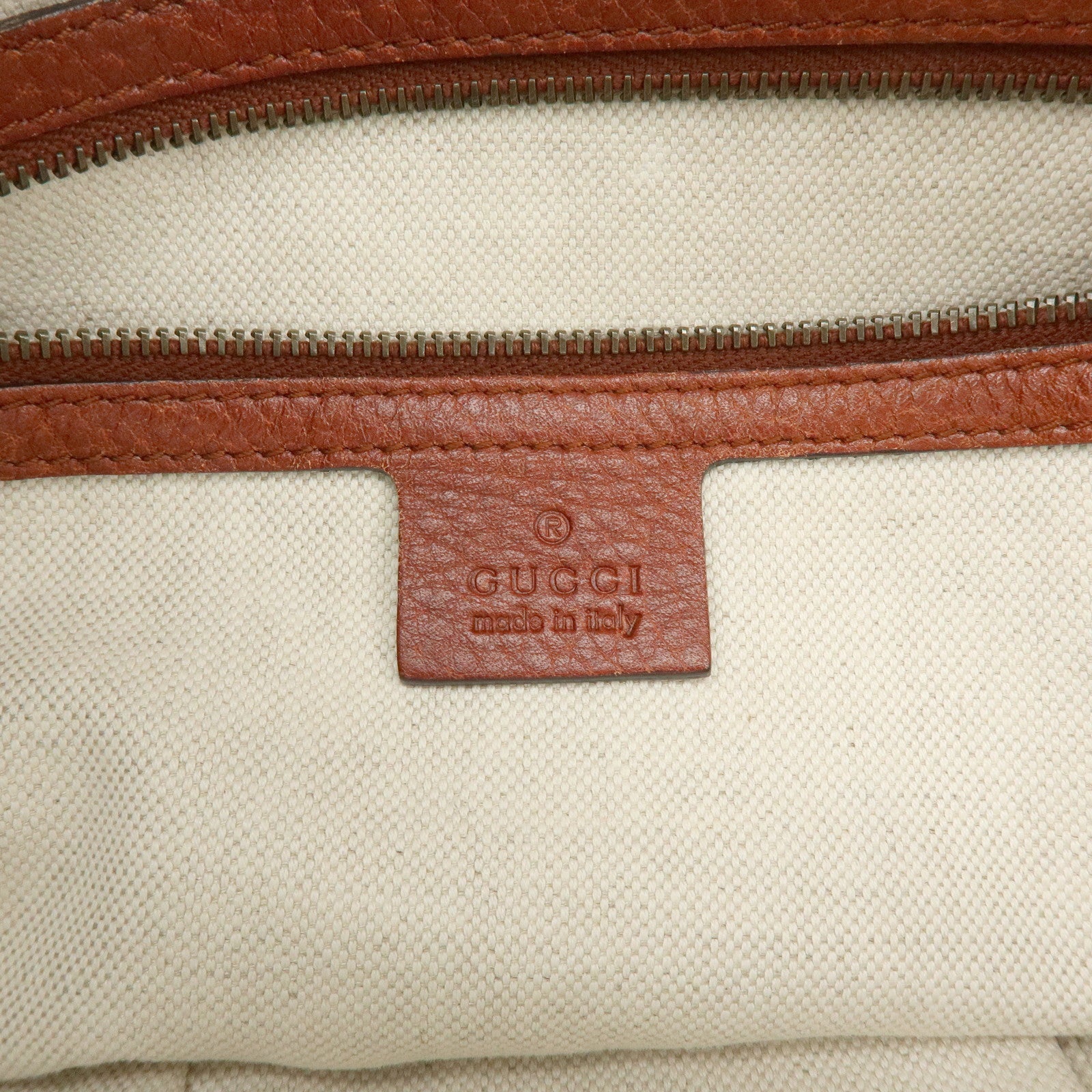 GUCCI Bamboo Laidback Crafty Leather Tote Hand Bag Orange 339002