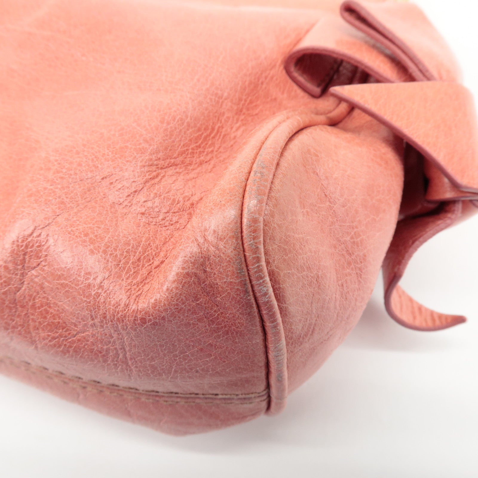 MIU MIU Leather Side Ribbon Mini Shoulder Hand Bag Pink 5N1557 Used