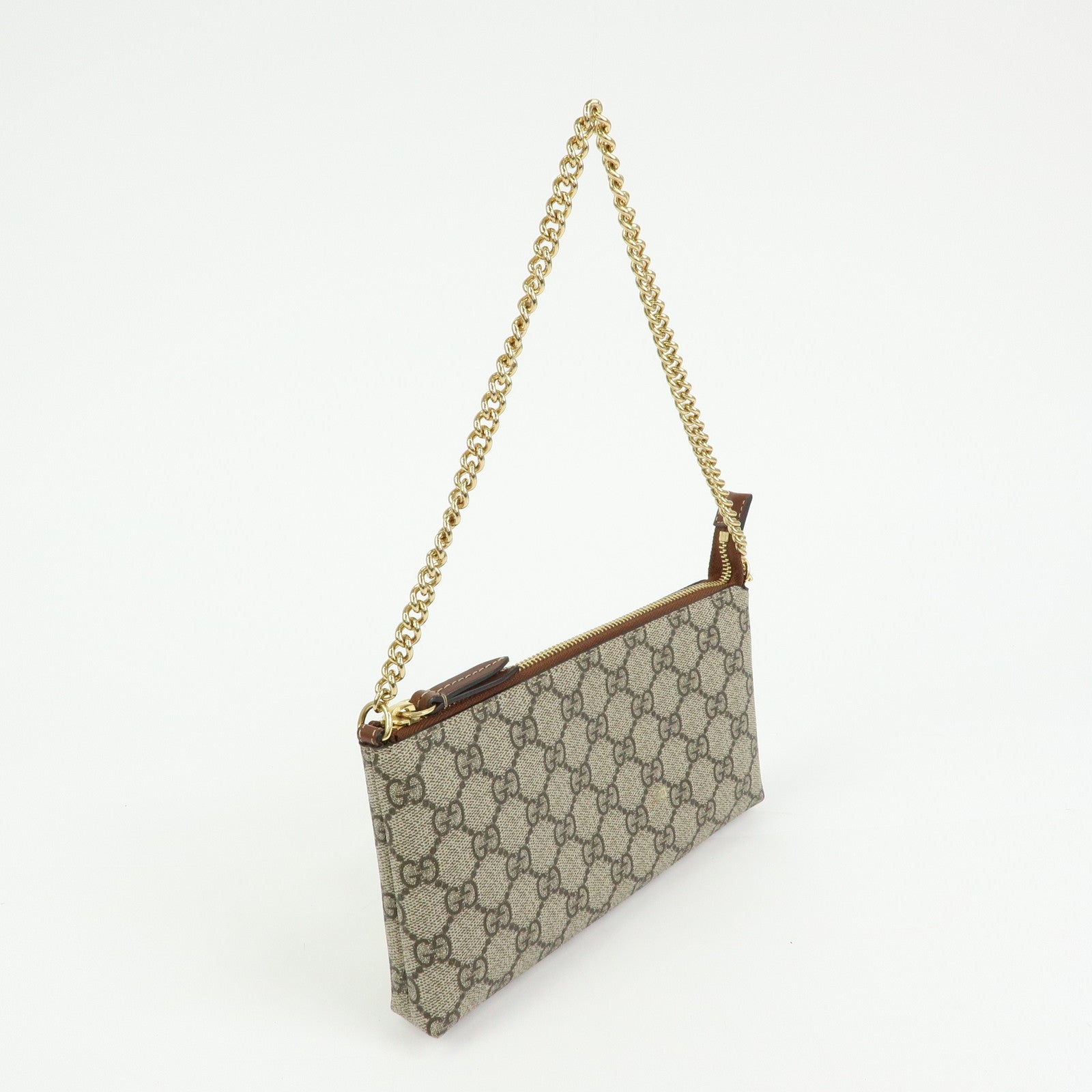 GUCCI Guccissima GG Supreme Leather Chain Shoulder Bag Beige 428449