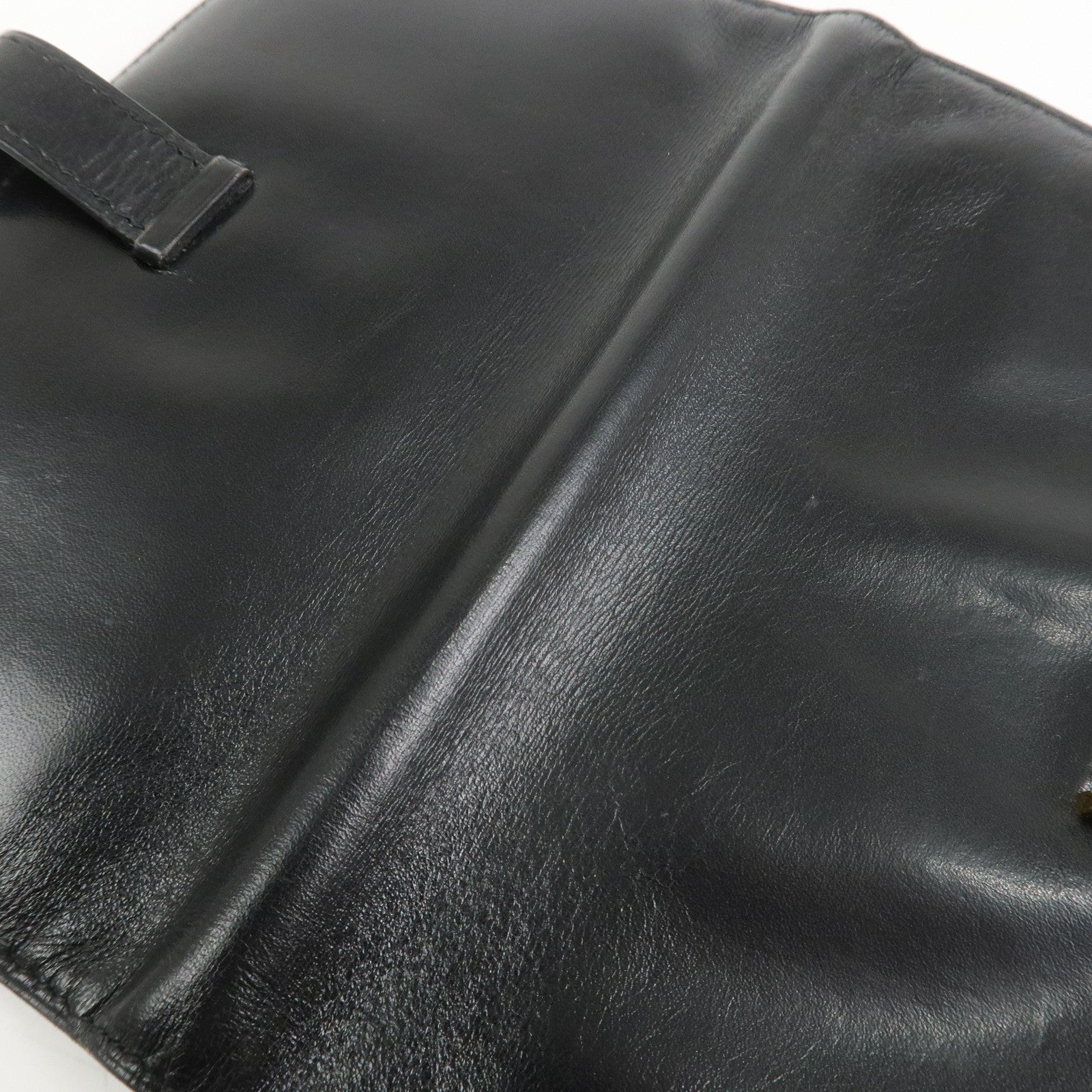 HERMES Bearn Classic Box Calf □E Stamped Bi-Fold Long Wallet Black