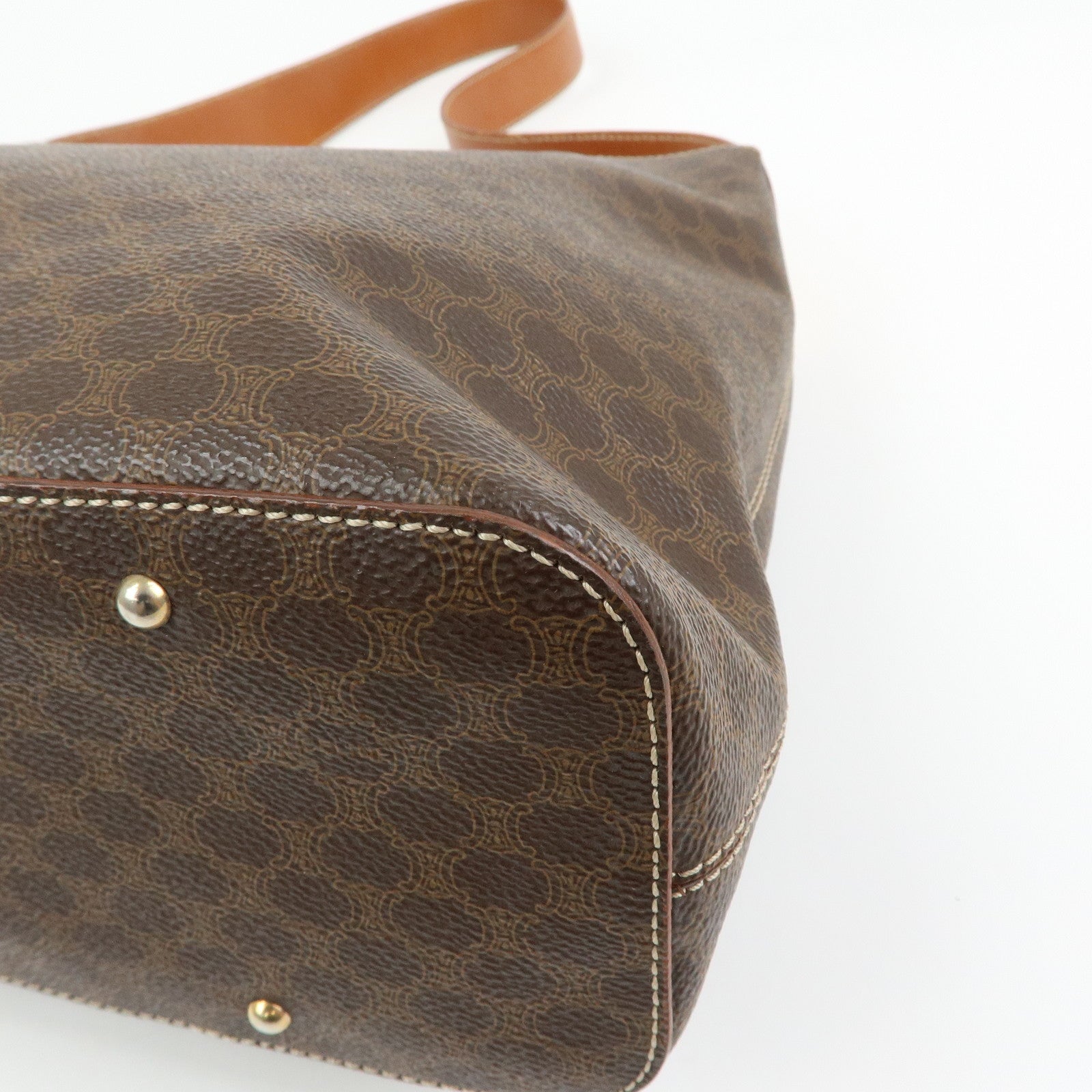 CELINE Macadam PVC Leather Shoulder Bag Hand Bag Brown