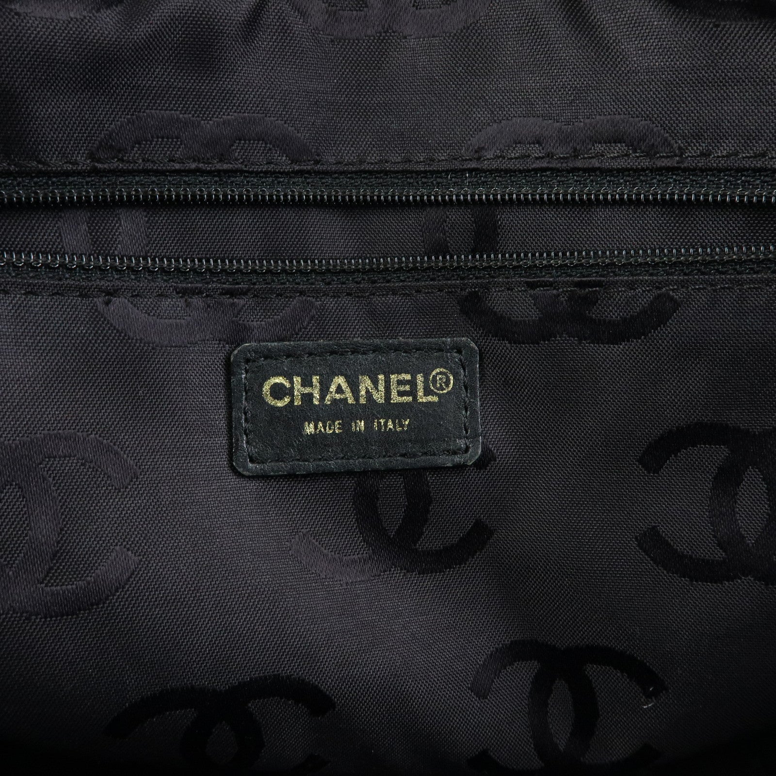 CHANEL Wild Stitch COCO Mark Calf Leather Boston Bag Black A18121