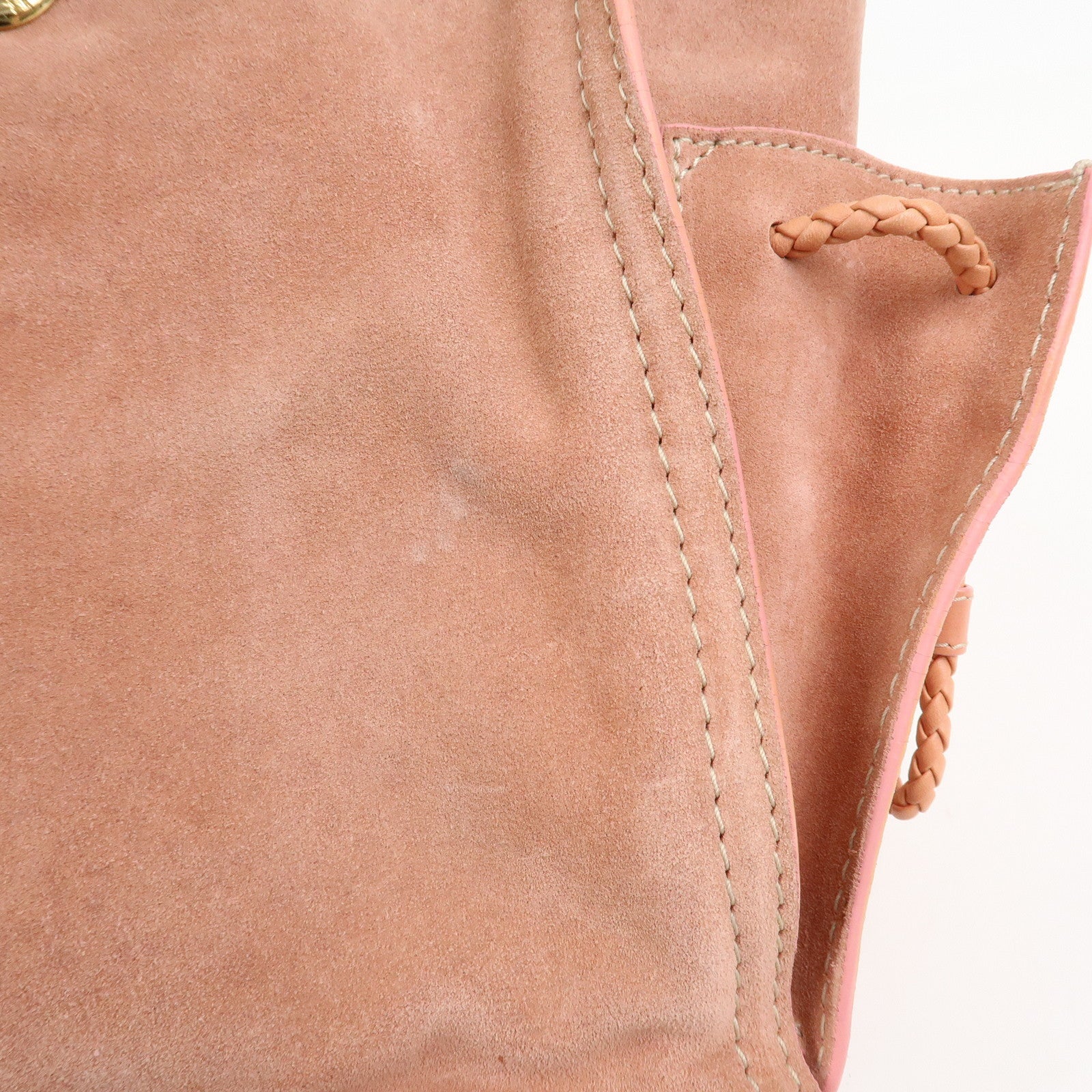 LOEWE Suede Leather Shopper Tote Bag Shoulder Bag Pink