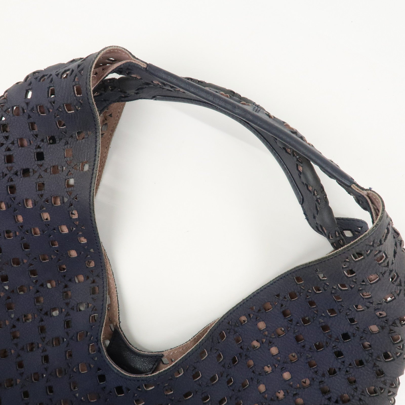 LOEWE Anagram Logo Leather Shoulder Bag Hand Bag Navy