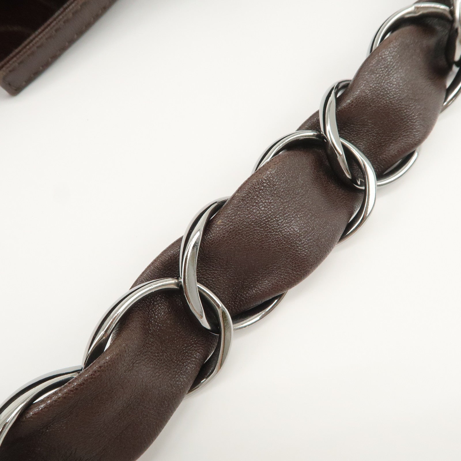 CHANEL Cameria Suede Shoulder Bag Brown Silver Hardware Used