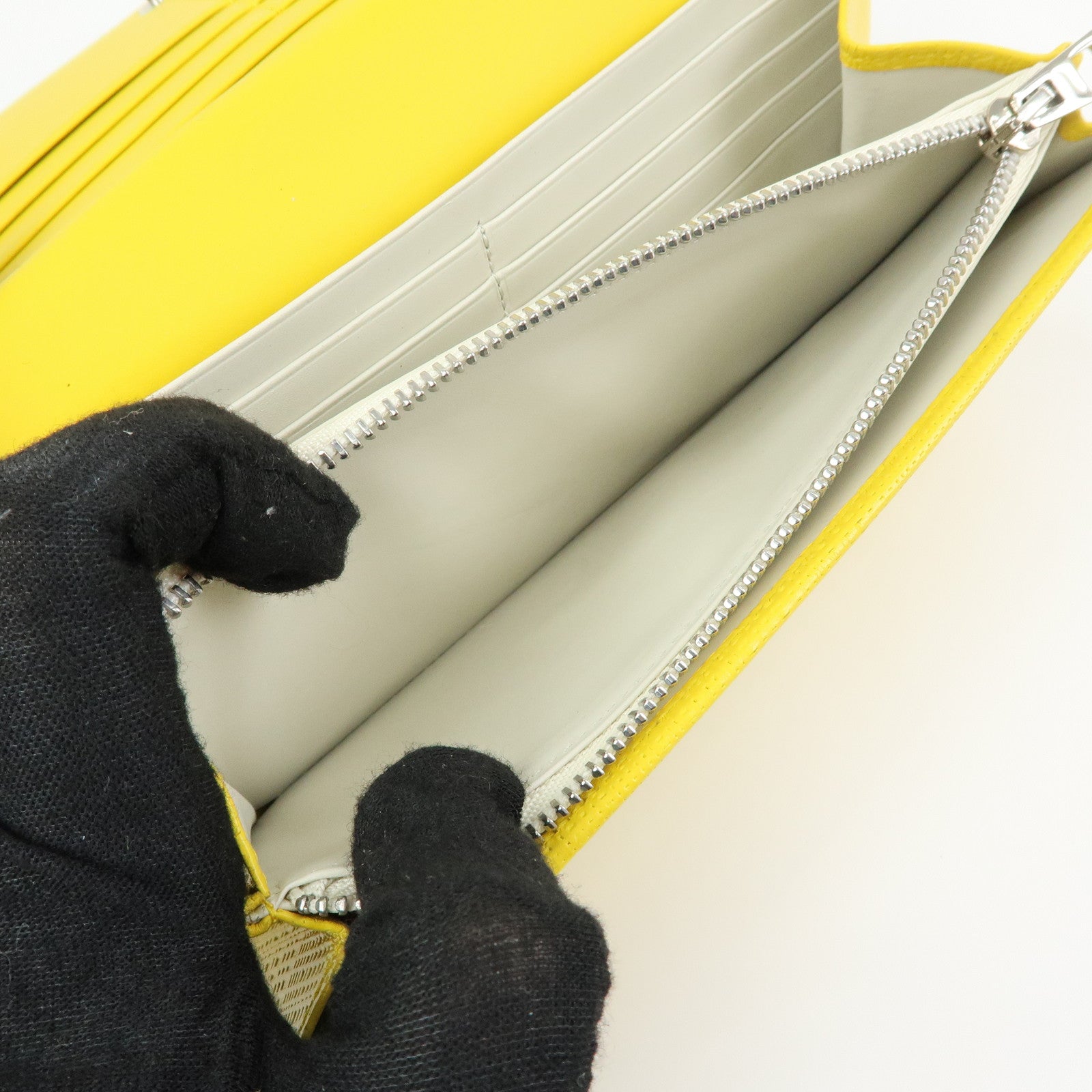 LOEWE Anagram Calf Bi-fold Leather Long Wallet Yellow