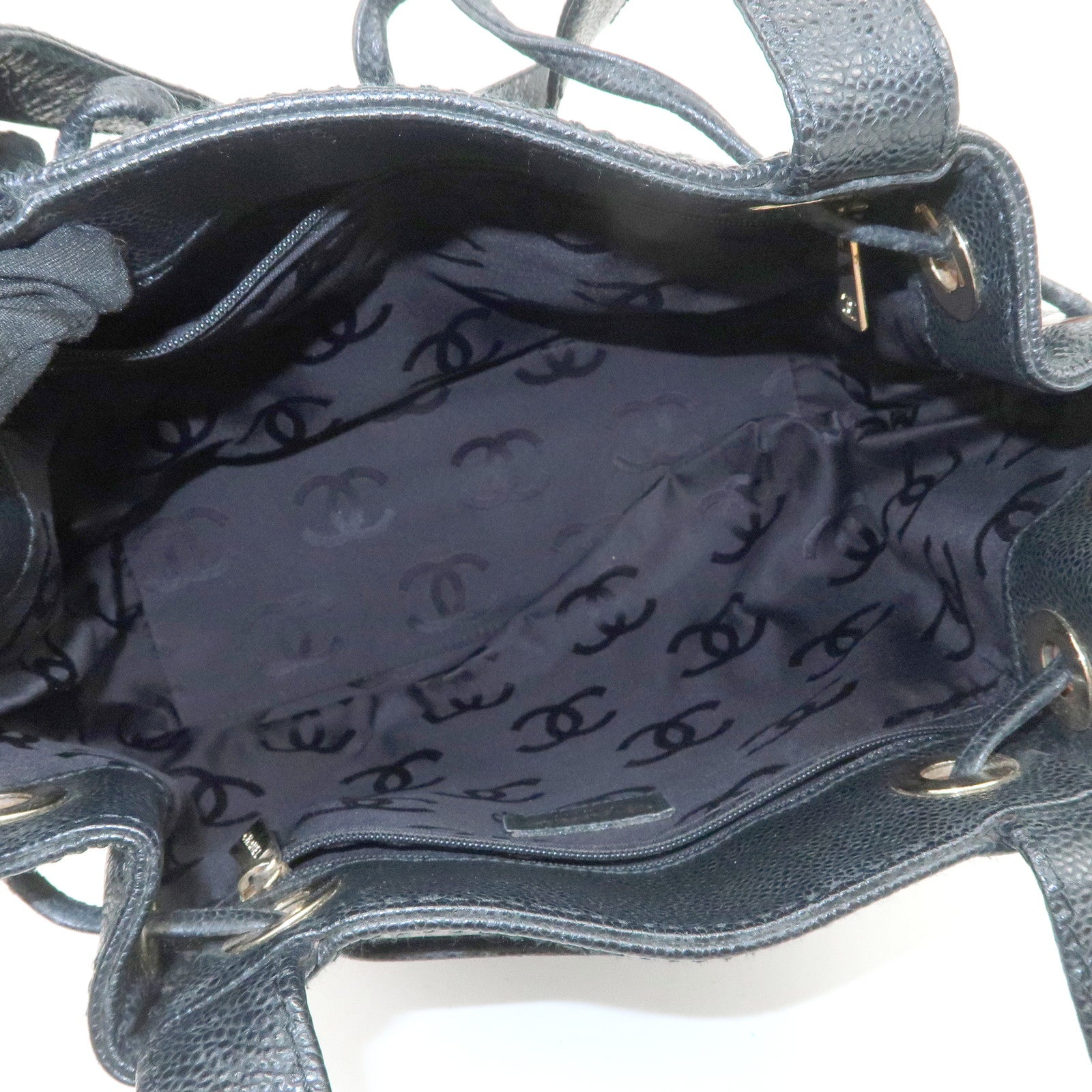 CHANEL COCO Mark Caviarskin Shoulder Bag Tote Bag Black