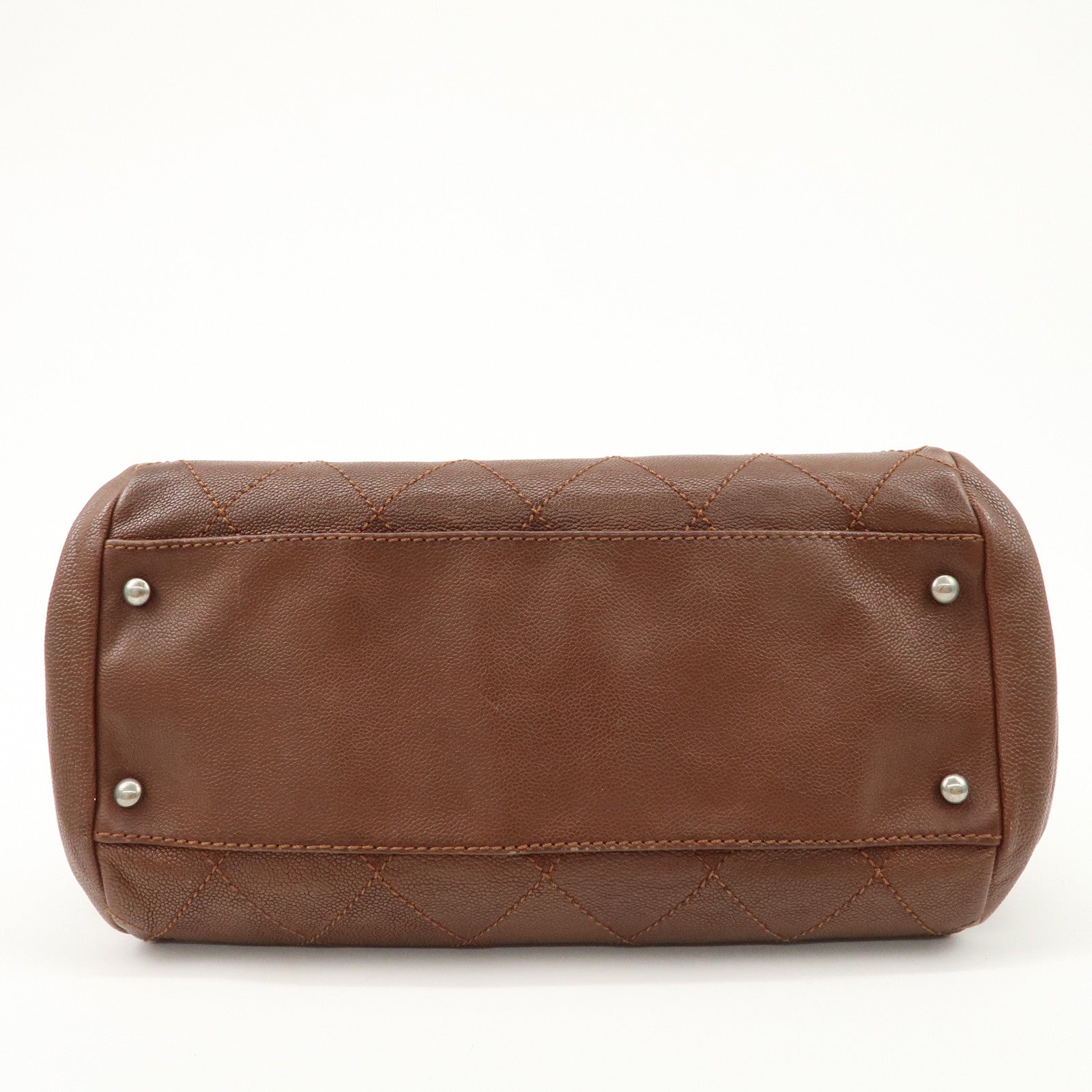 CHANEL COCO Mark Wild Stitch Caviarskin Boston Bag Brown