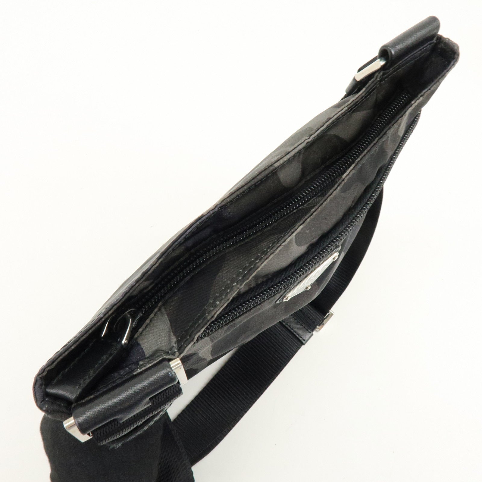 PRADA Triangle Logo Nylon Shoulder Crossbody Bag Camouflage Black