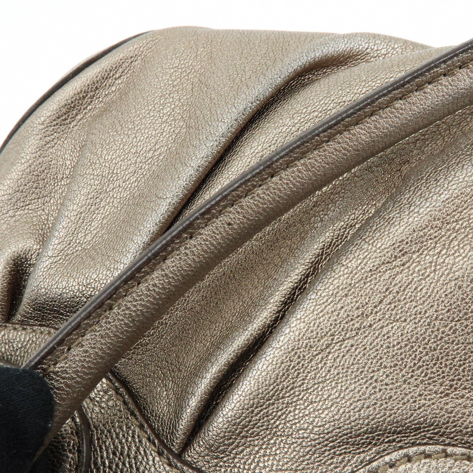 Ferragamo Gancini Leather Hand Bag Shoulder Bag Bronze