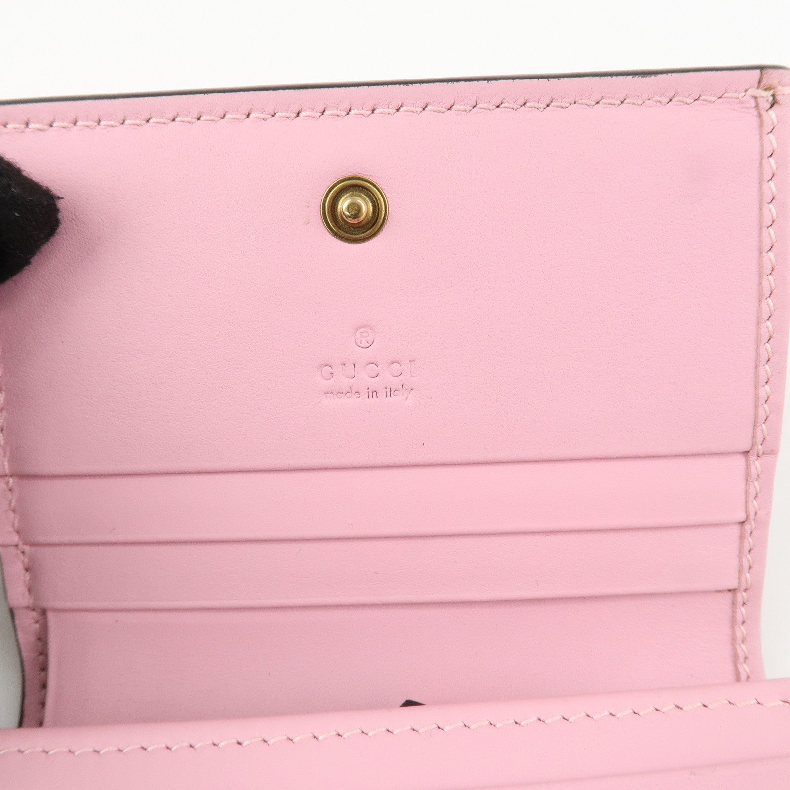 GUCCI GG Supreme Leather Strawberry Print Bi-fold Wallet 573839 Used