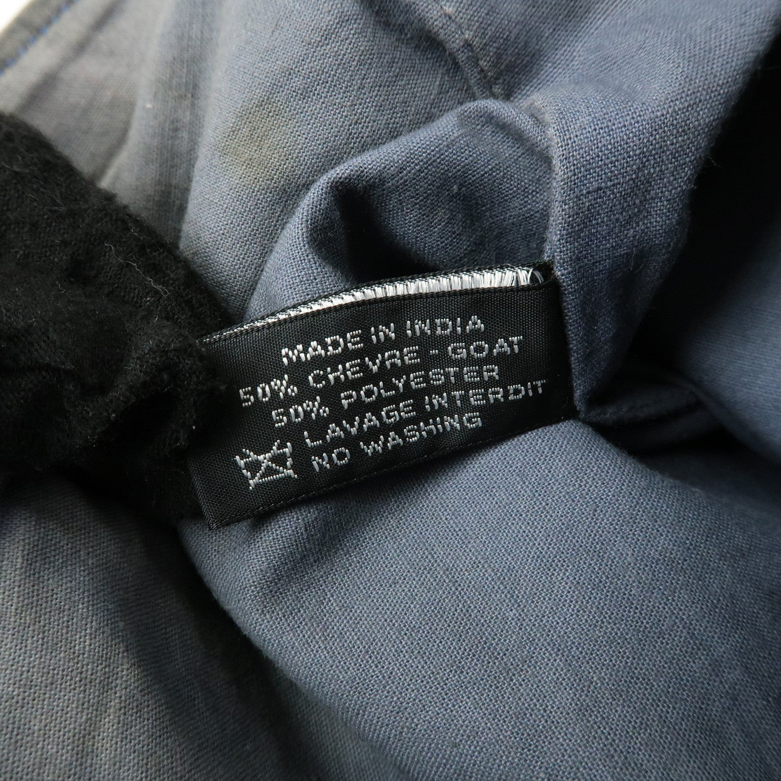 HERMES Amedaba PM Polyester Leather Mini Tote Hand Bag Blue