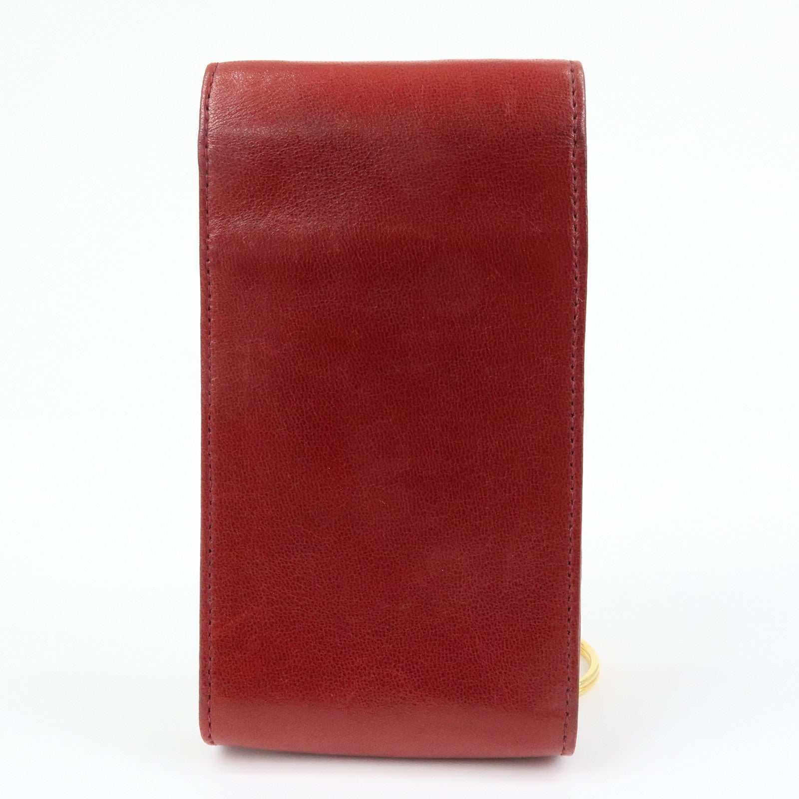 CHANEL COCO Mark Lamb Skin Cigarette Case Key Case Red
