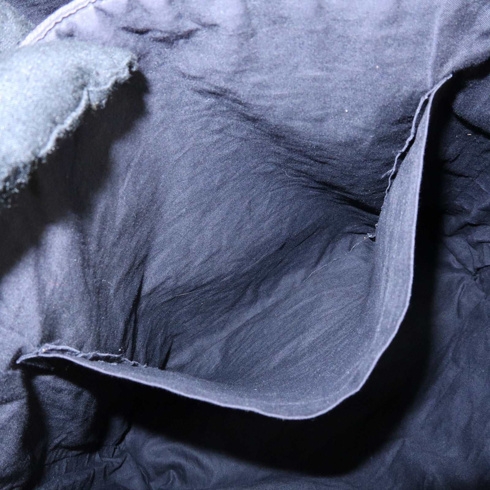 HERMES Amedaba Cabas de Poche Cotton Canvas Leather Tote Bag Navy